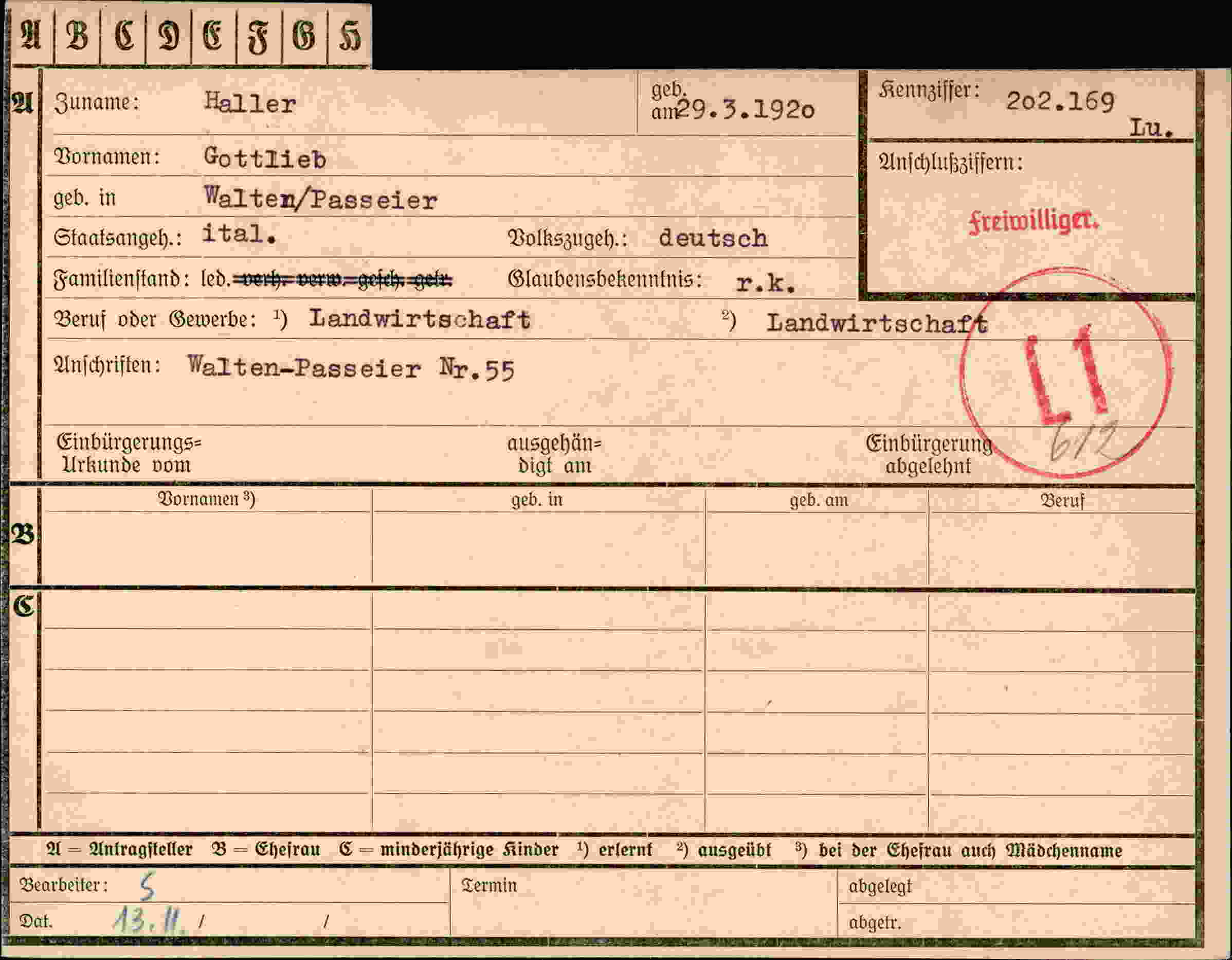 Vorderseite des Dokuments