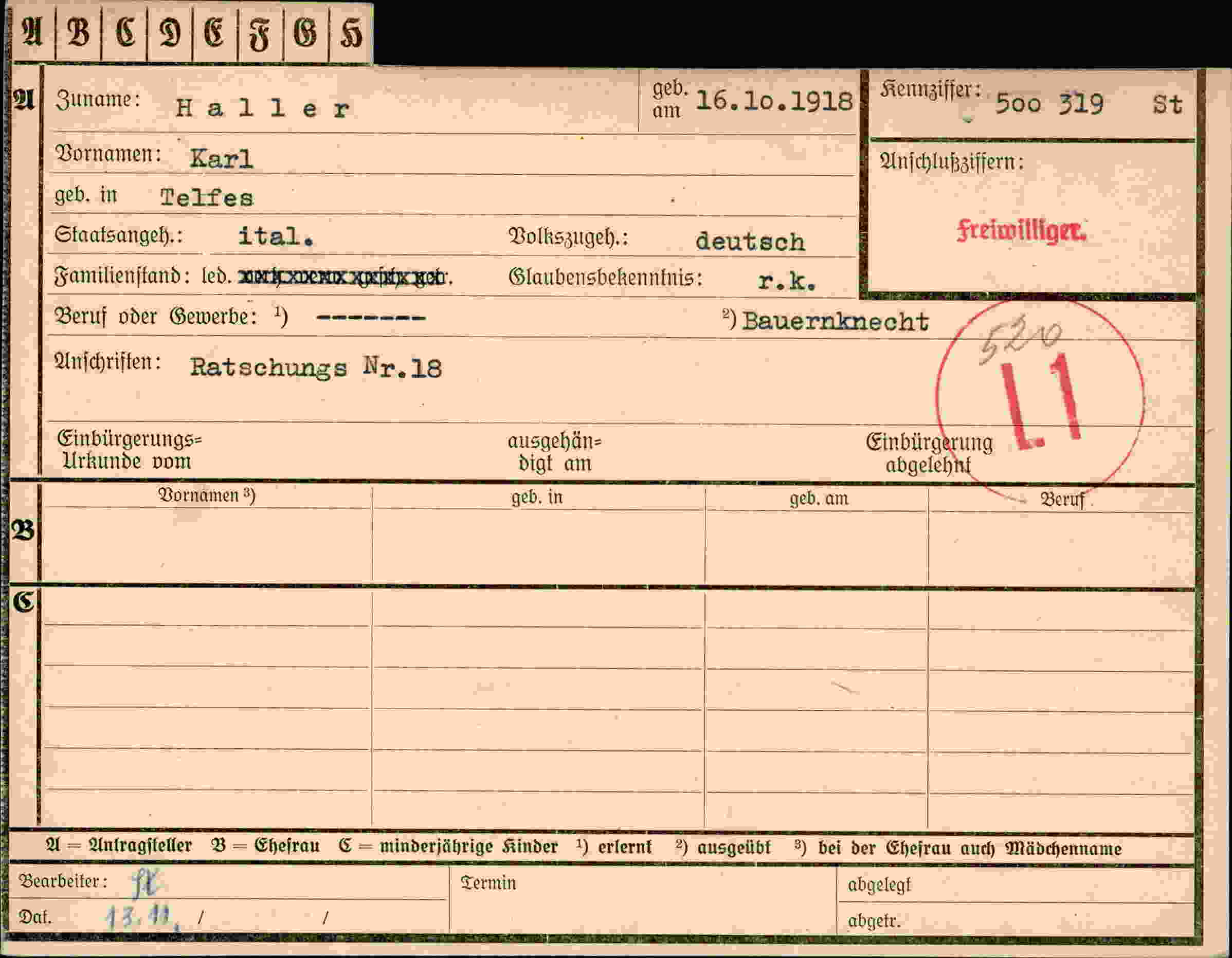 Dokument für Karl Haller