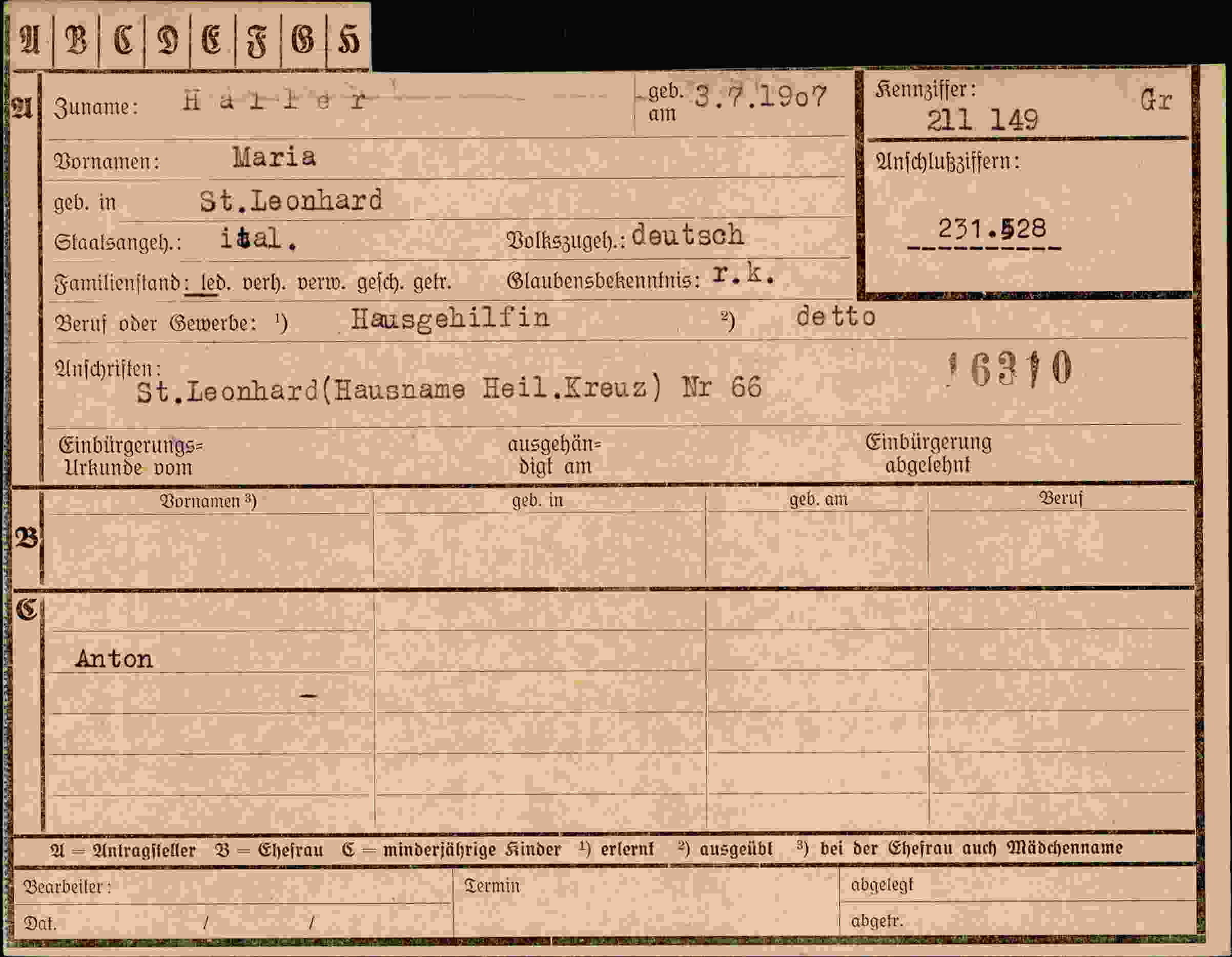 Vorderseite des Dokuments