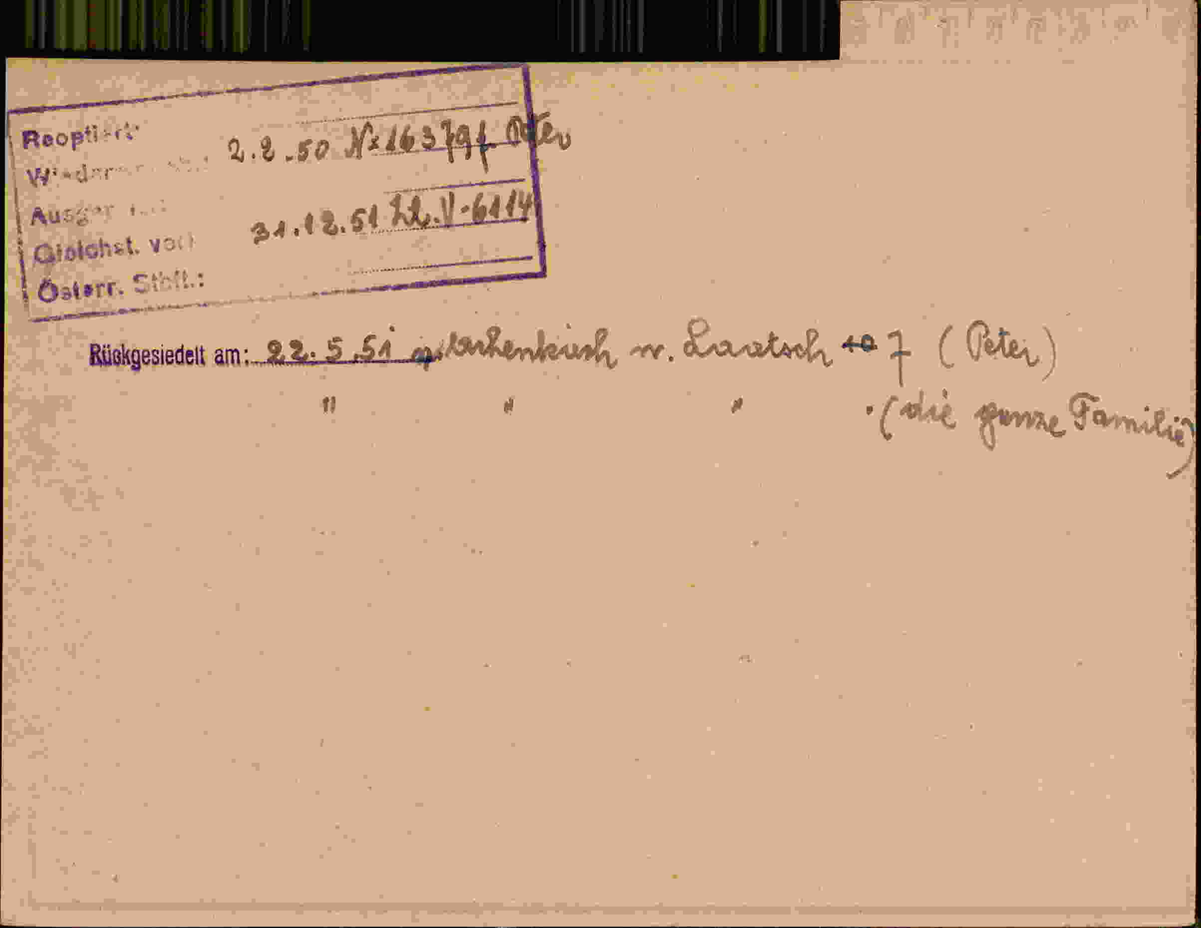 Rückseite des Dokuments
