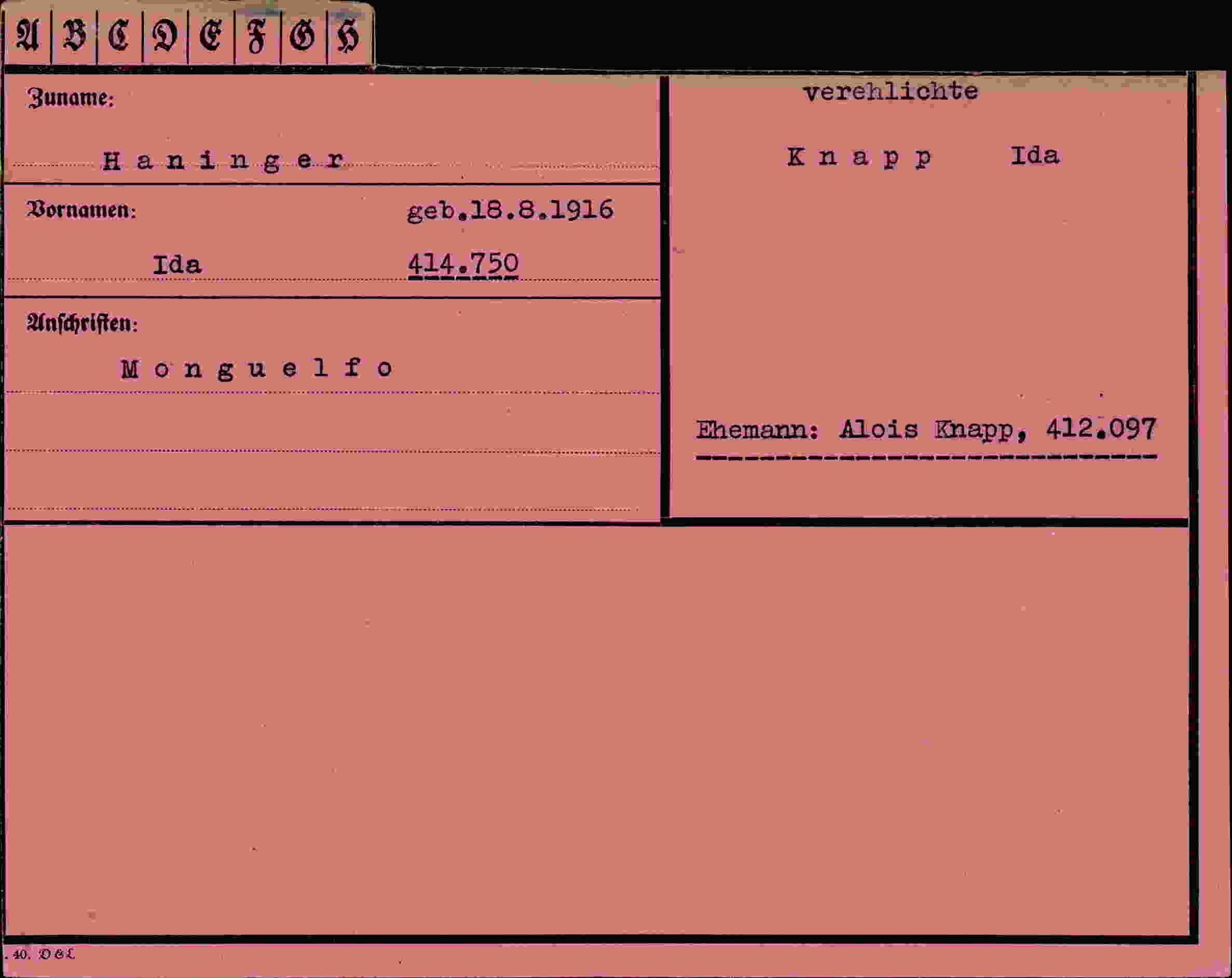 Vorderseite des Dokuments