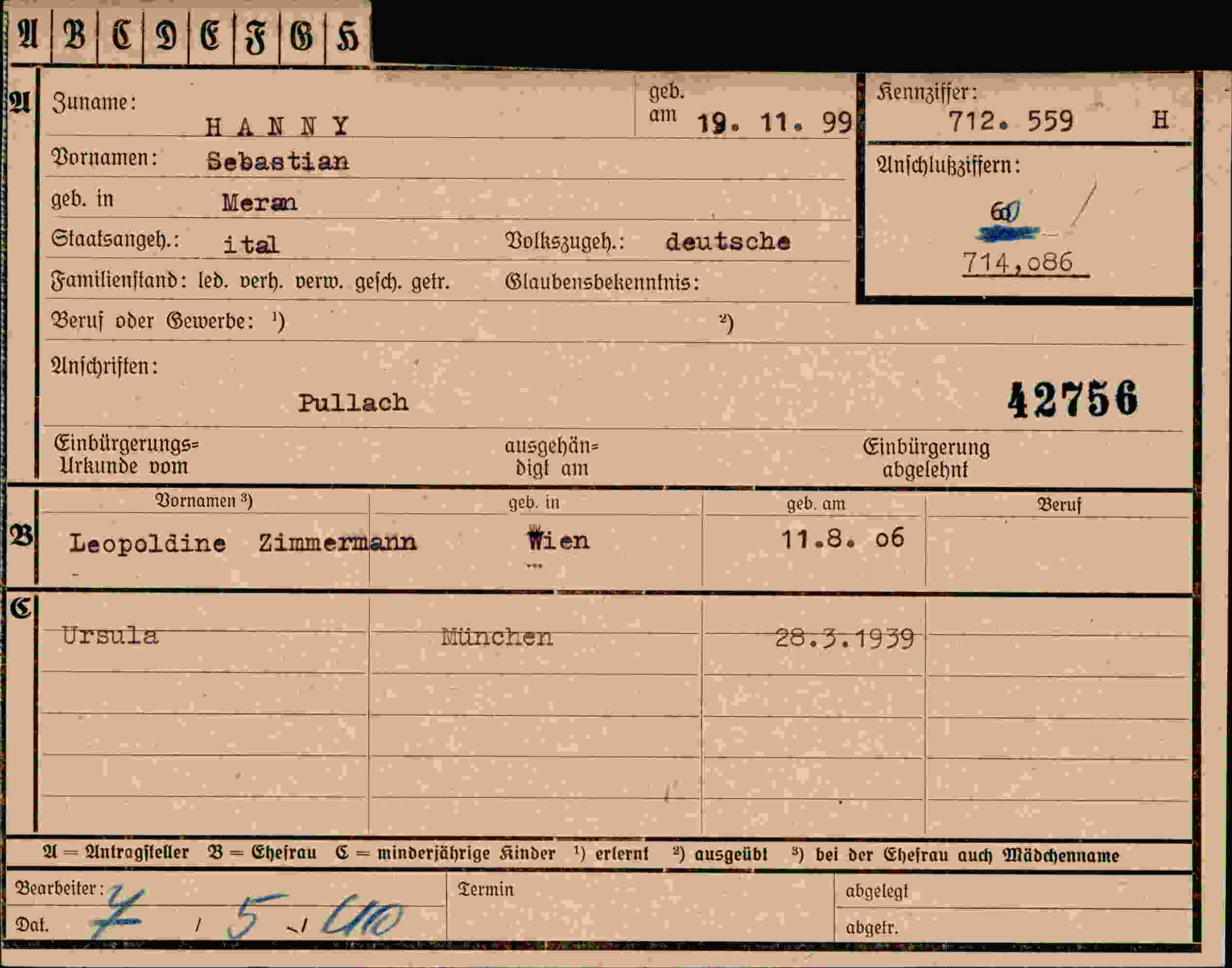 Vorderseite des Dokuments