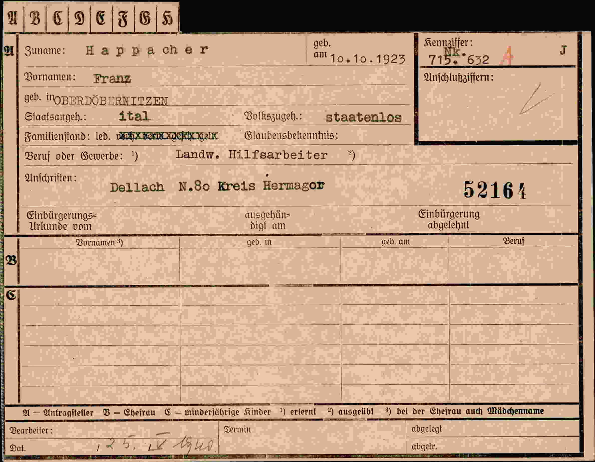 Dokument für Franz Happacher