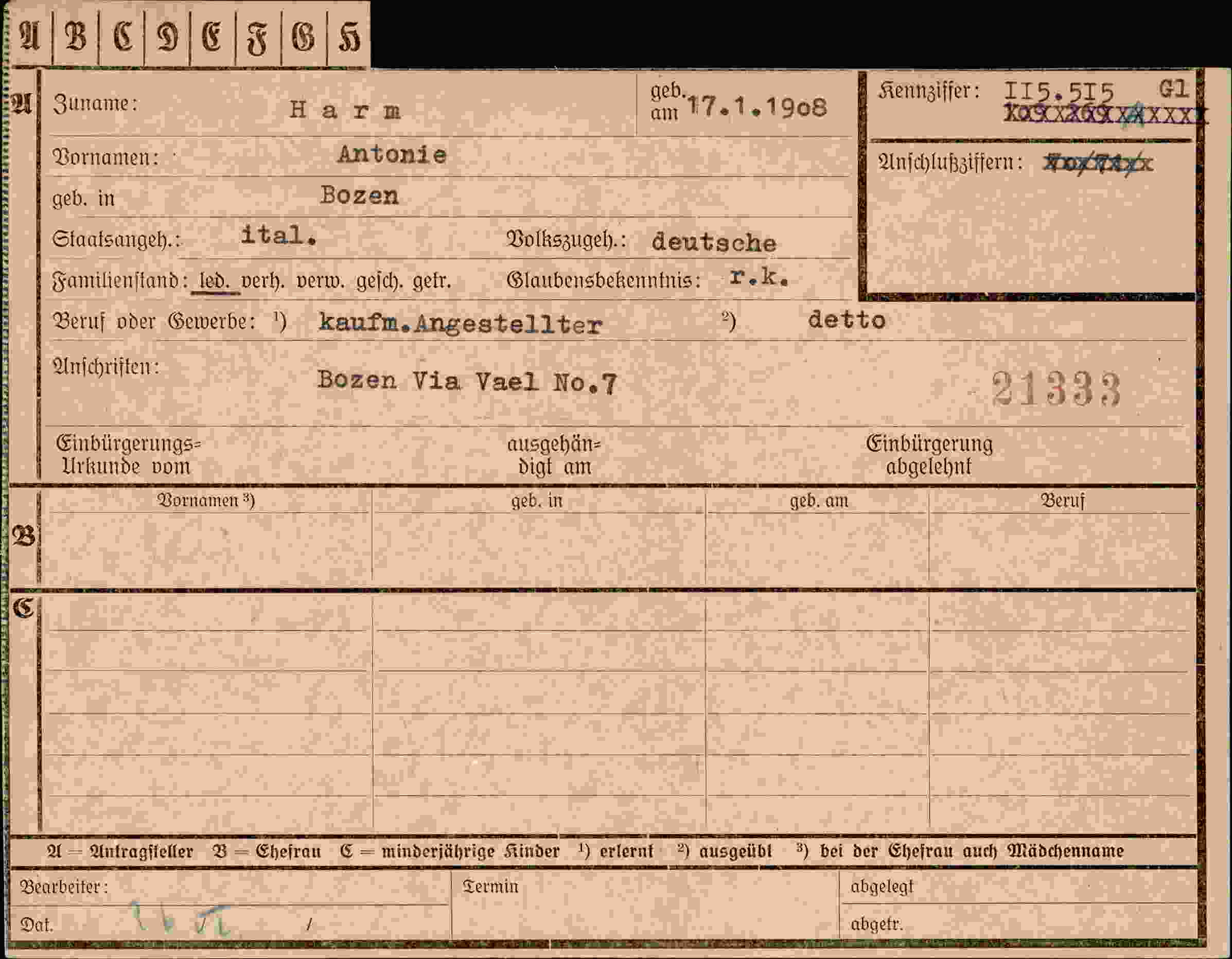 Dokument für Antonie Harm