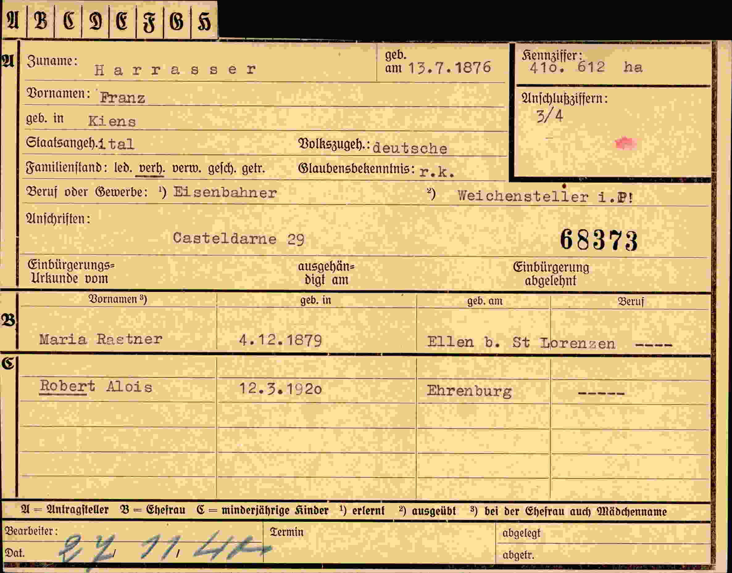 Dokument für Franz Harrasser