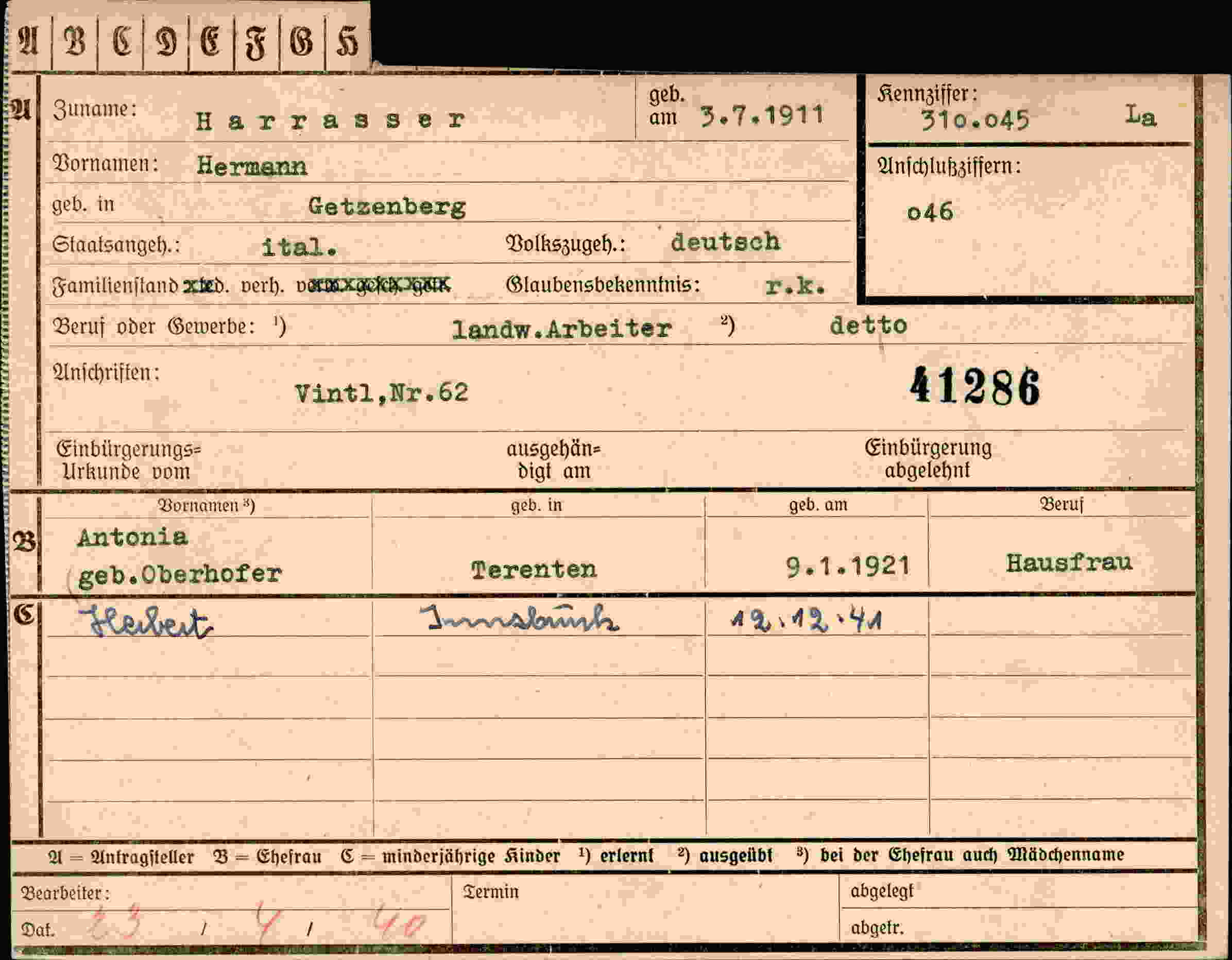 Vorderseite des Dokuments