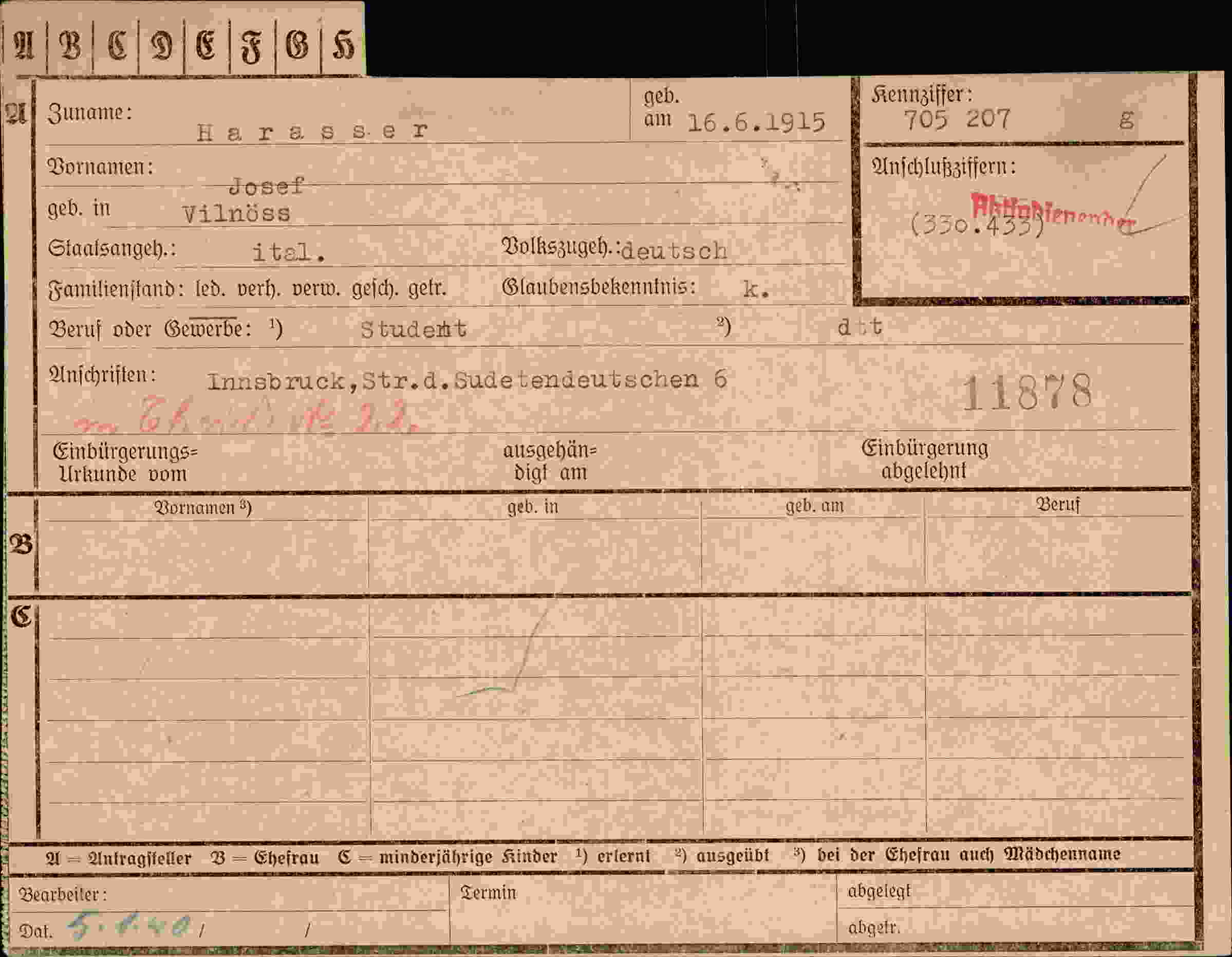 Vorderseite des Dokuments