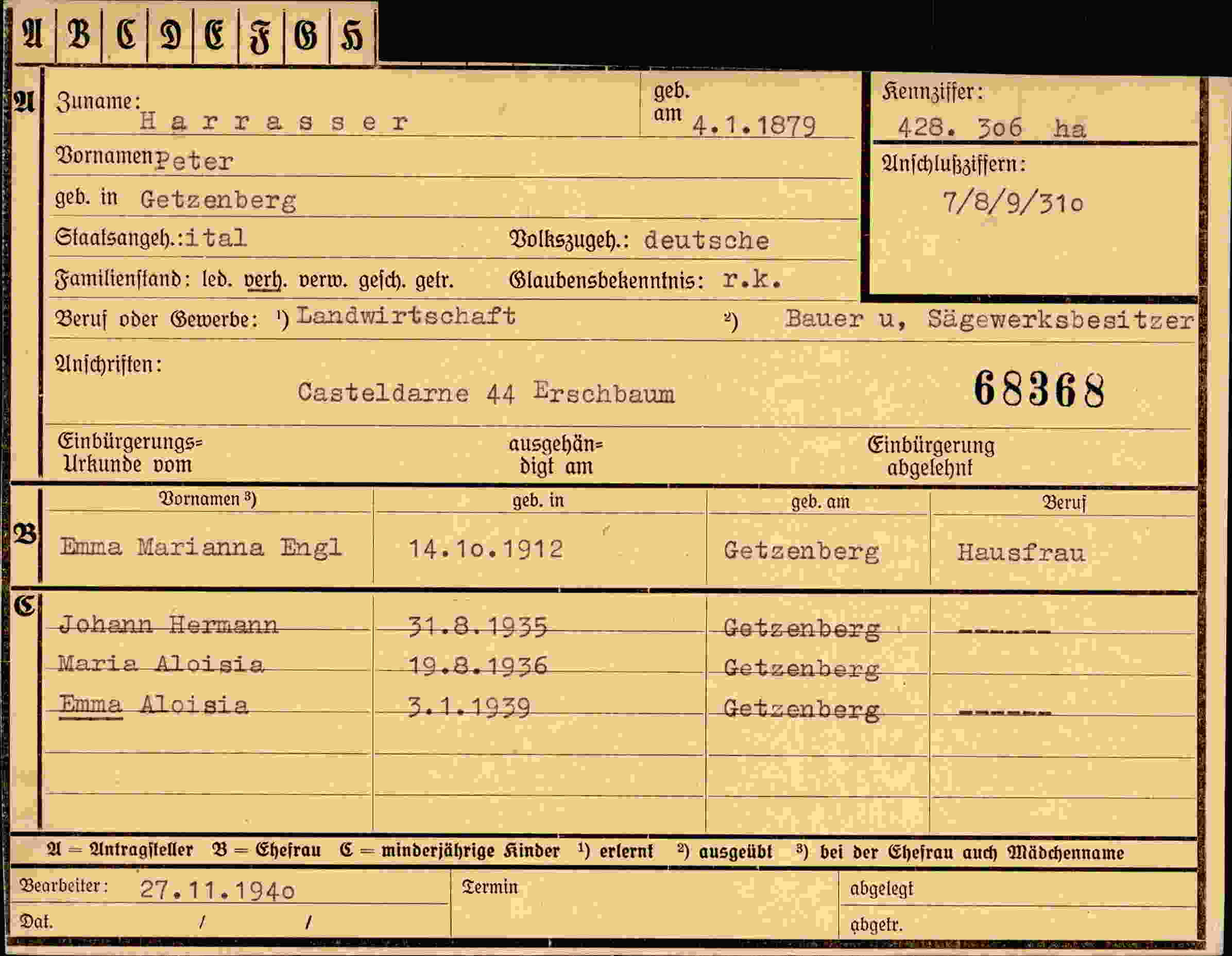 Vorderseite des Dokuments