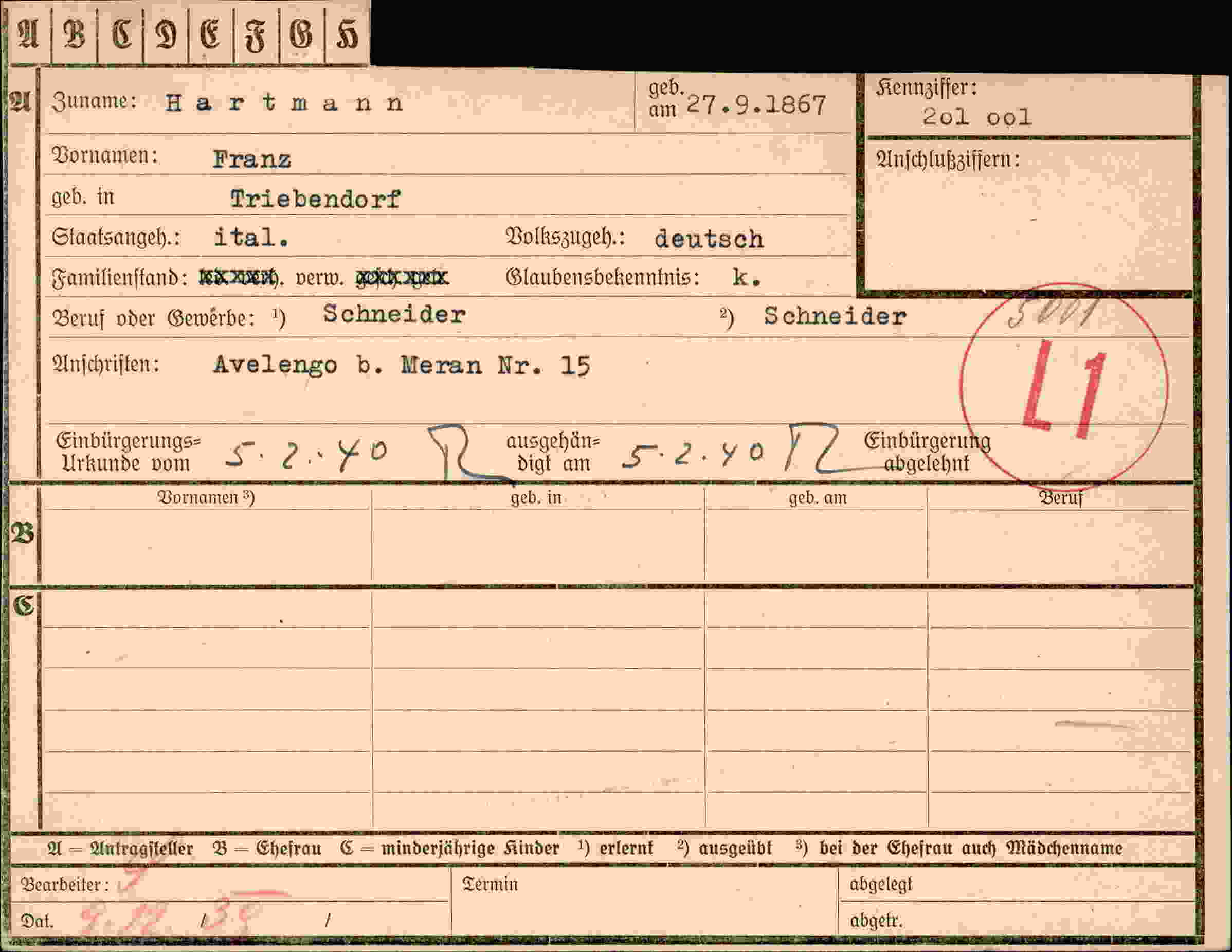 Dokument für Franz Hartmann