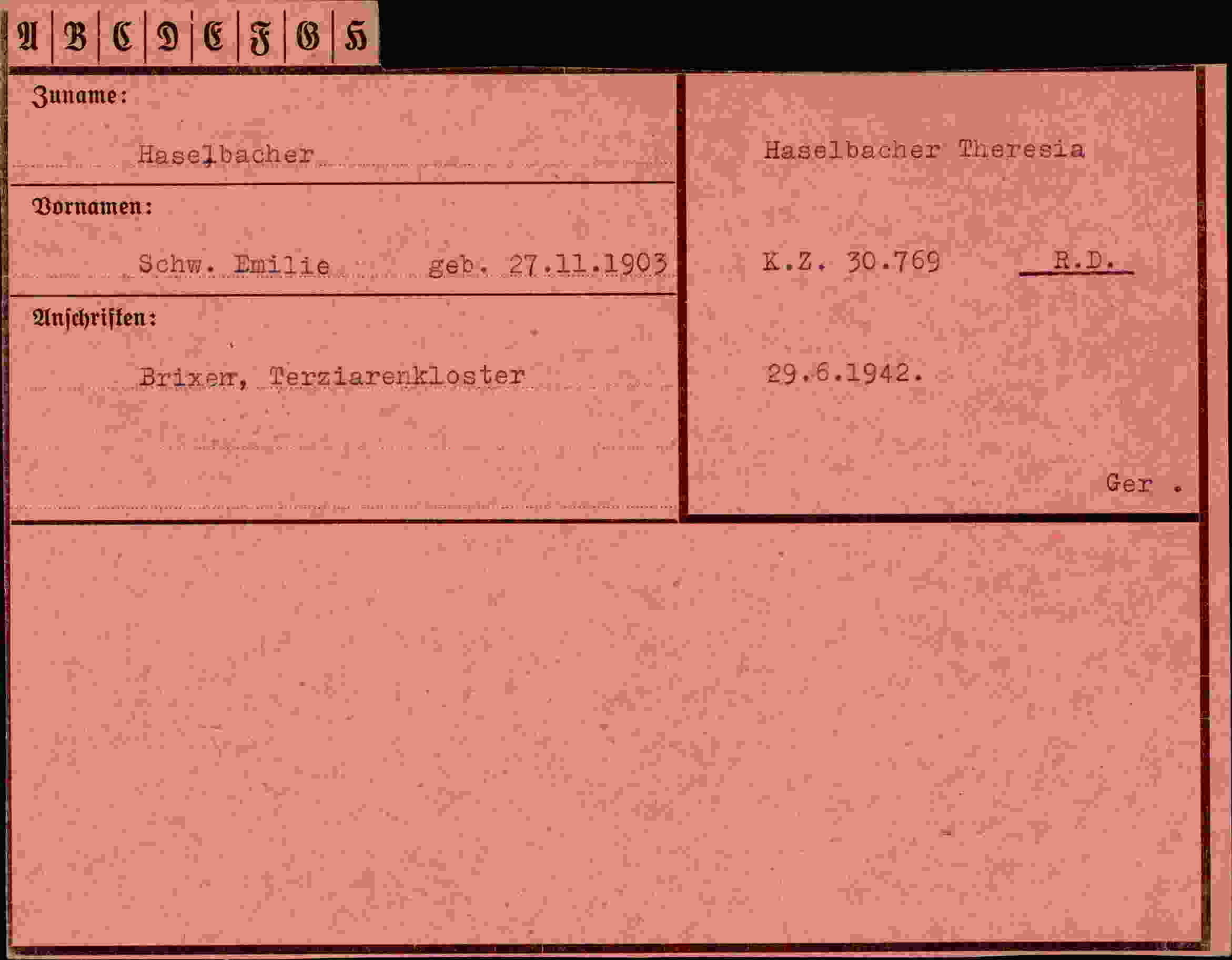 Vorderseite des Dokuments