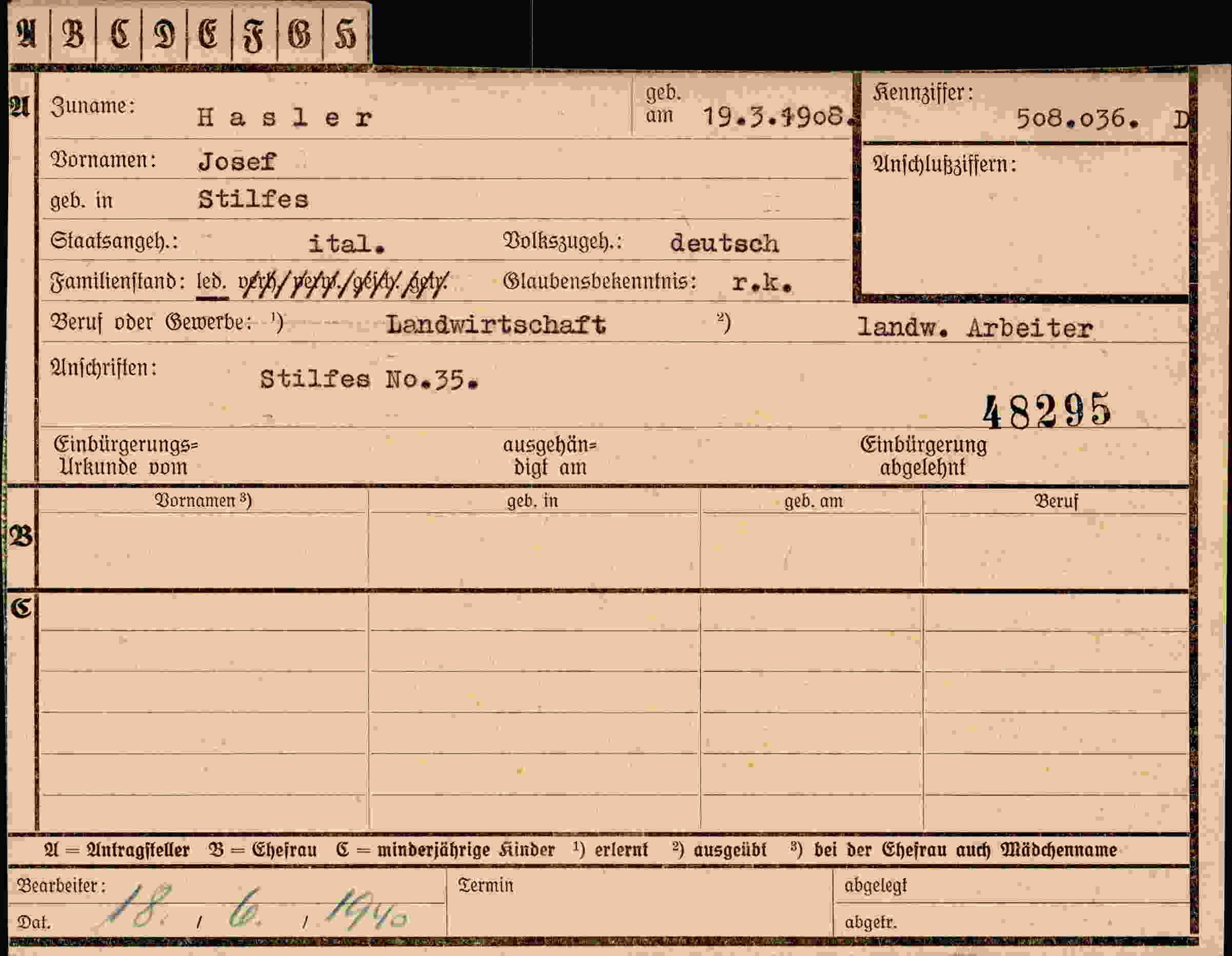 Vorderseite des Dokuments