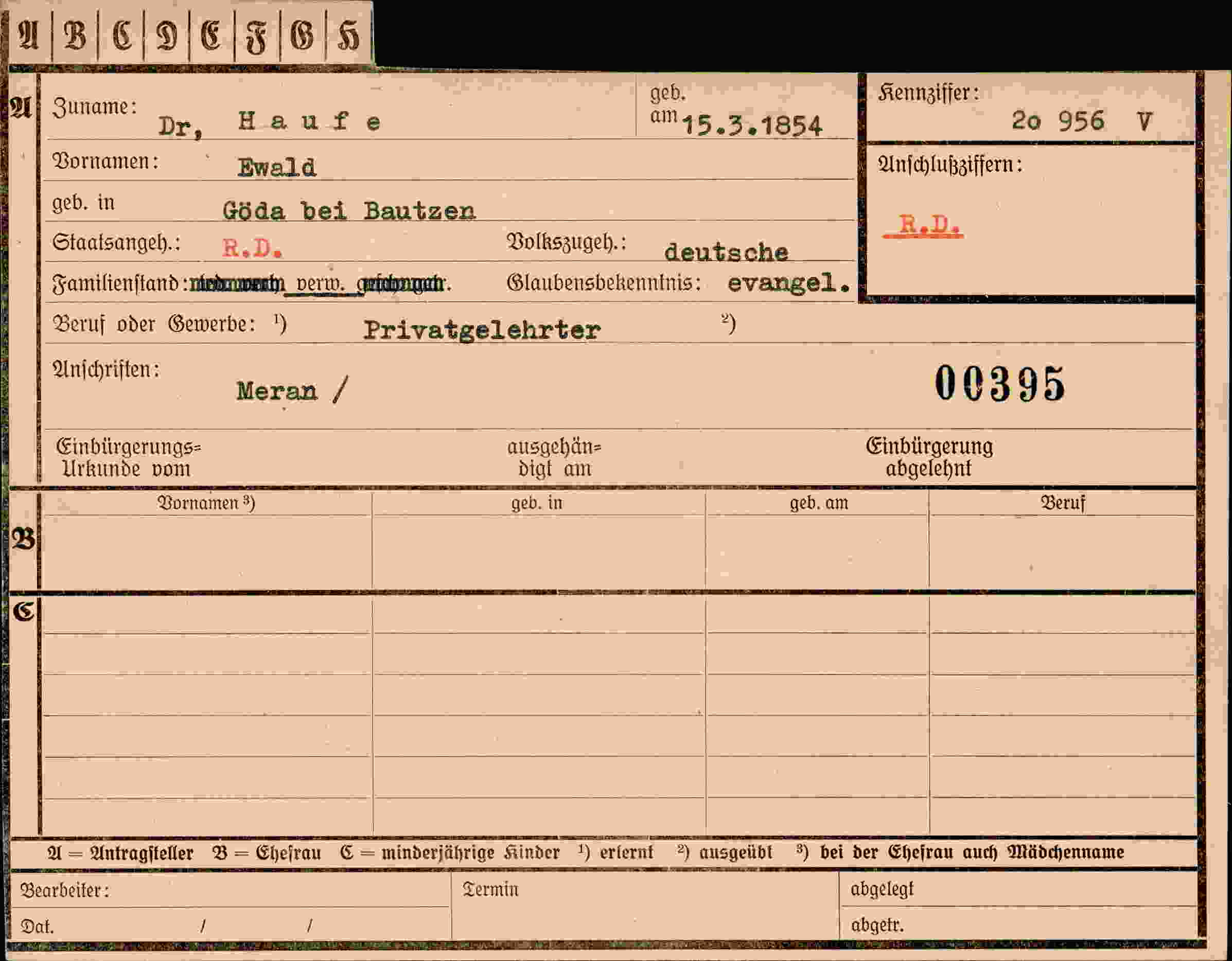 Vorderseite des Dokuments