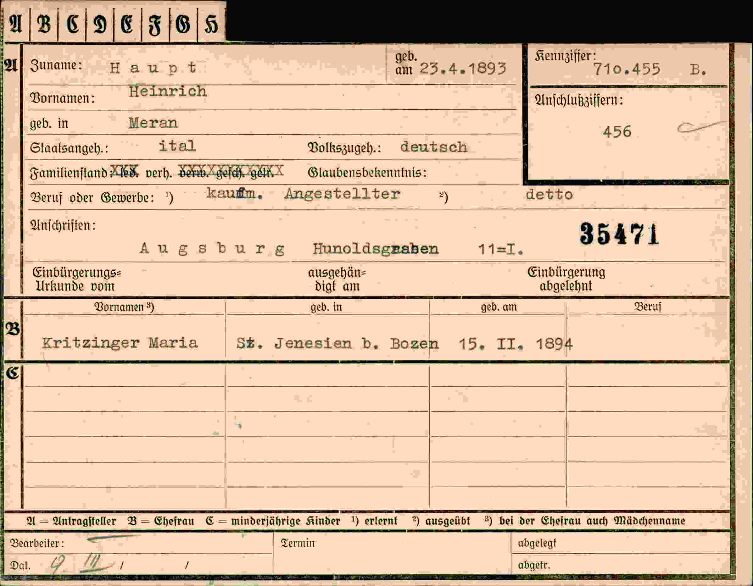 Dokument für Heinrich Haupt