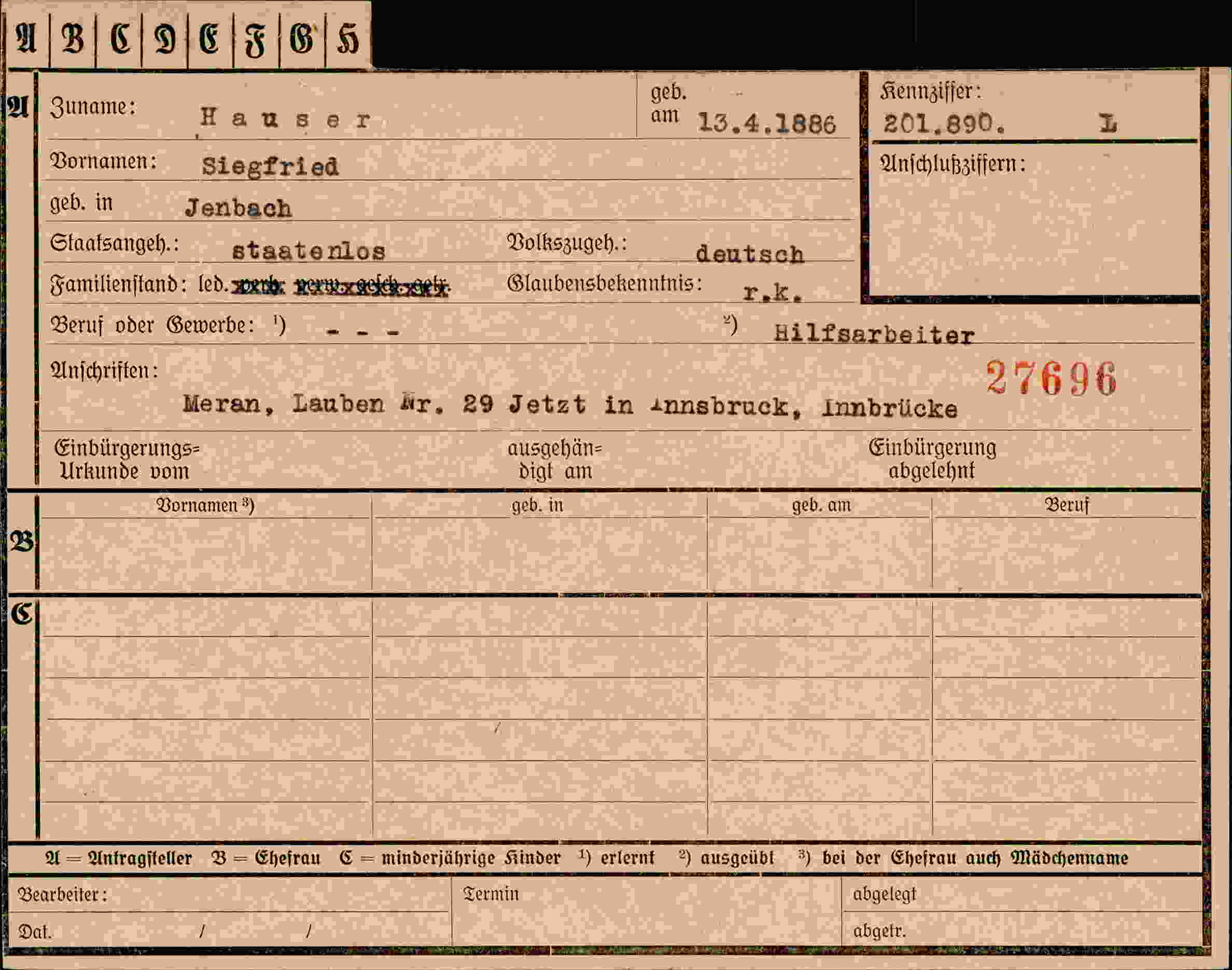 Dokument für Siegfried Hauser