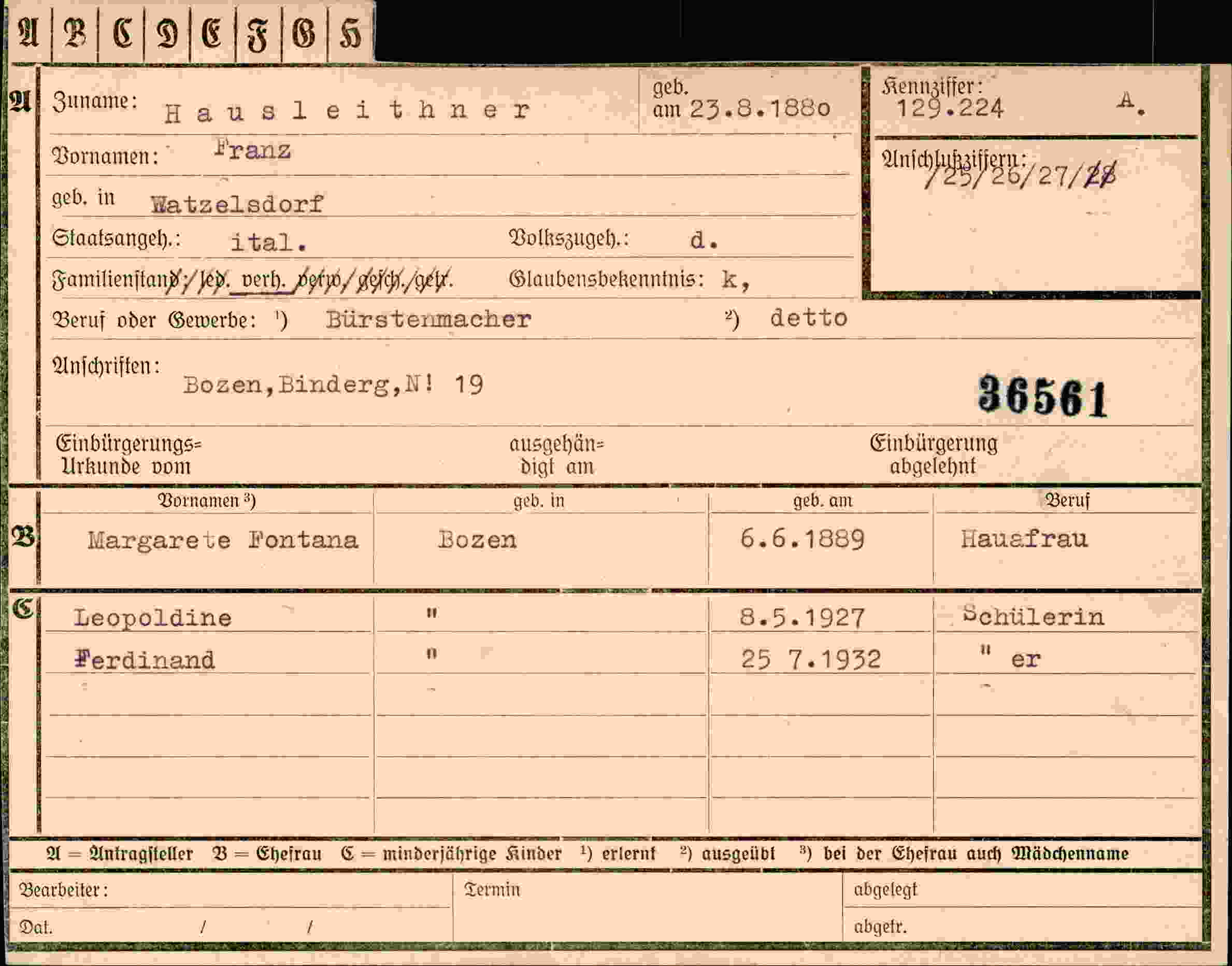 Vorderseite des Dokuments