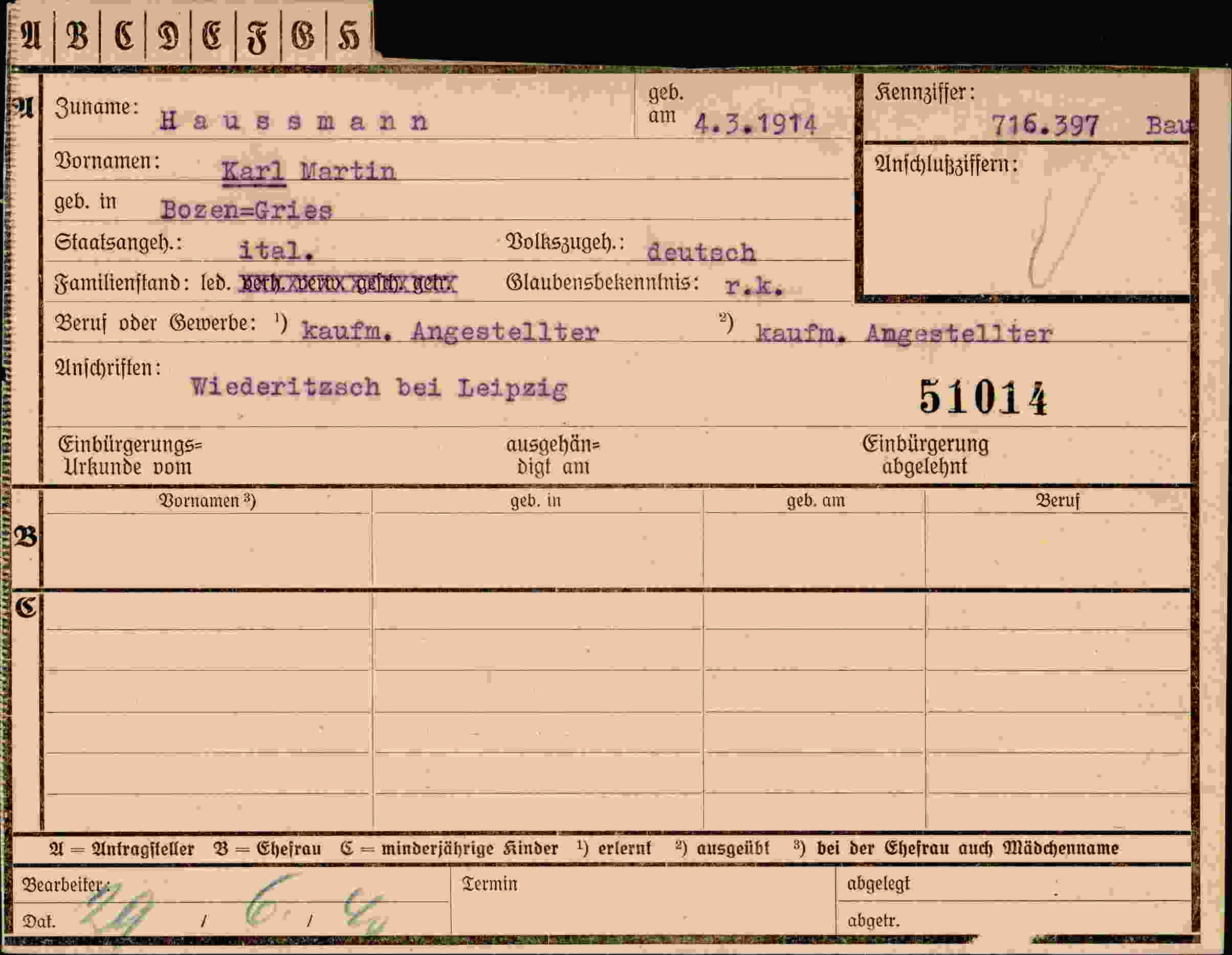 Dokument für Karl Haussmann