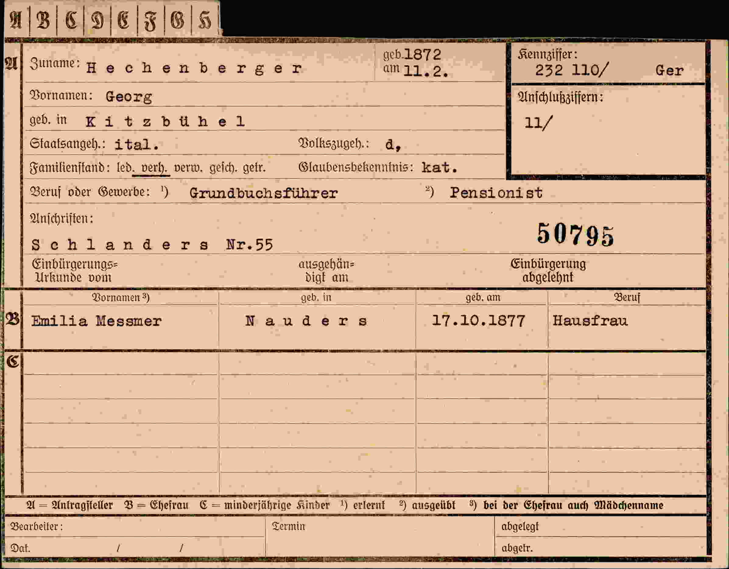 Dokument für Georg Hechenberger