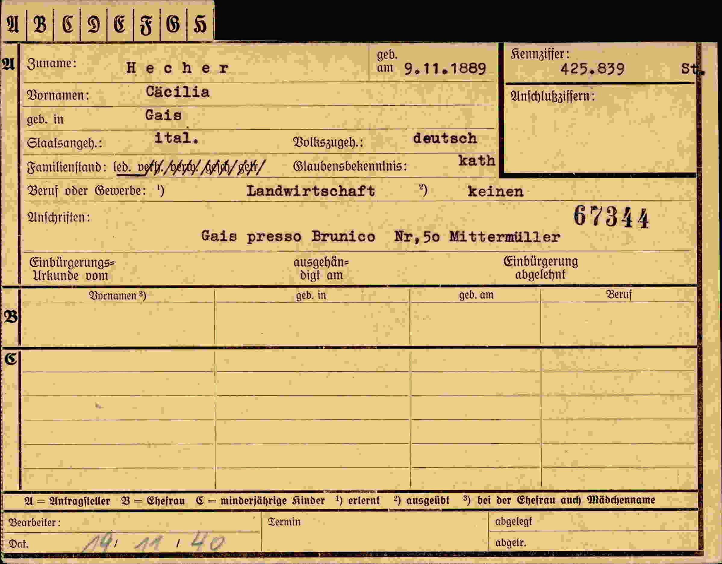 Dokument für Cäcilia Hecher