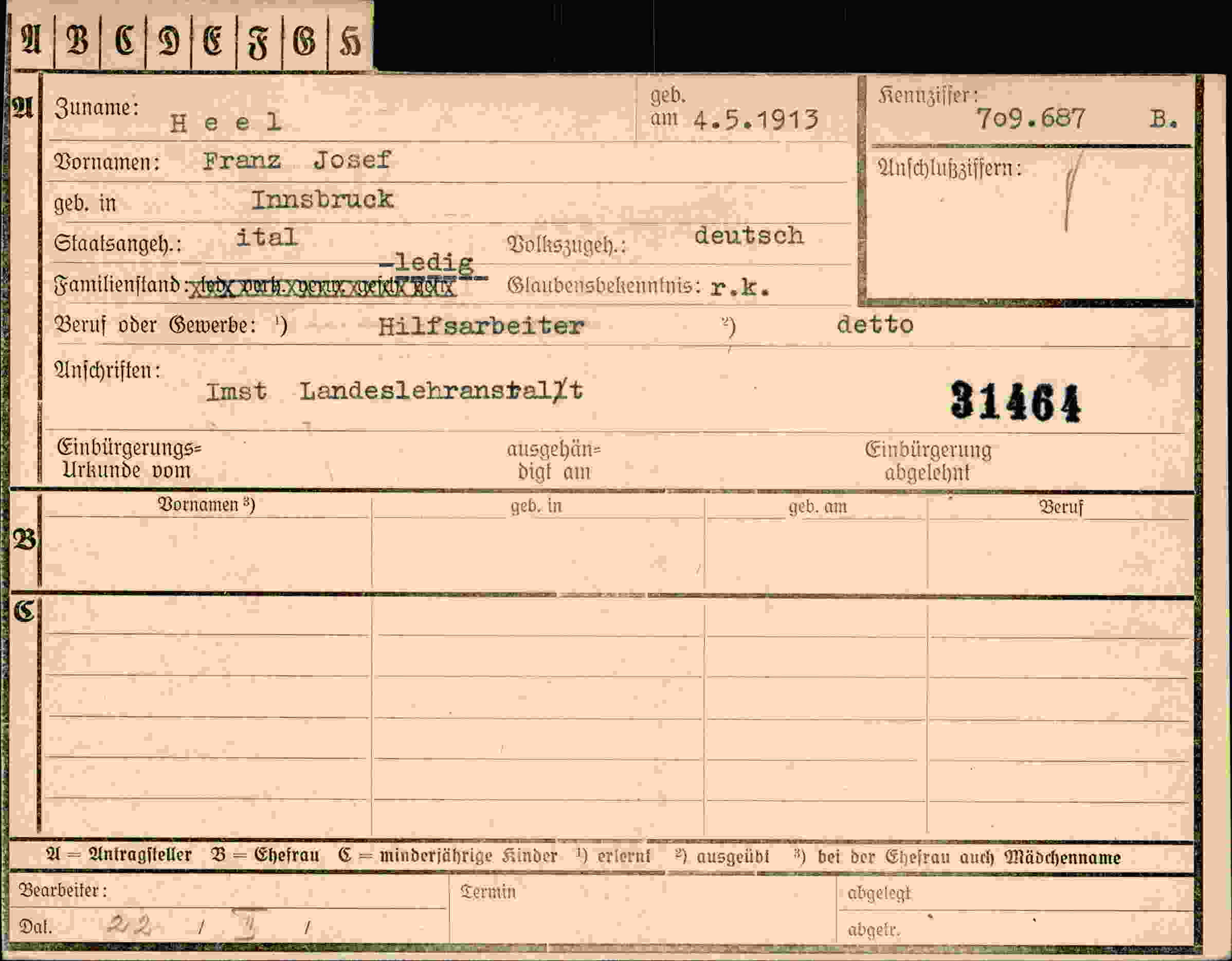 Dokument für Franz Josef Heel