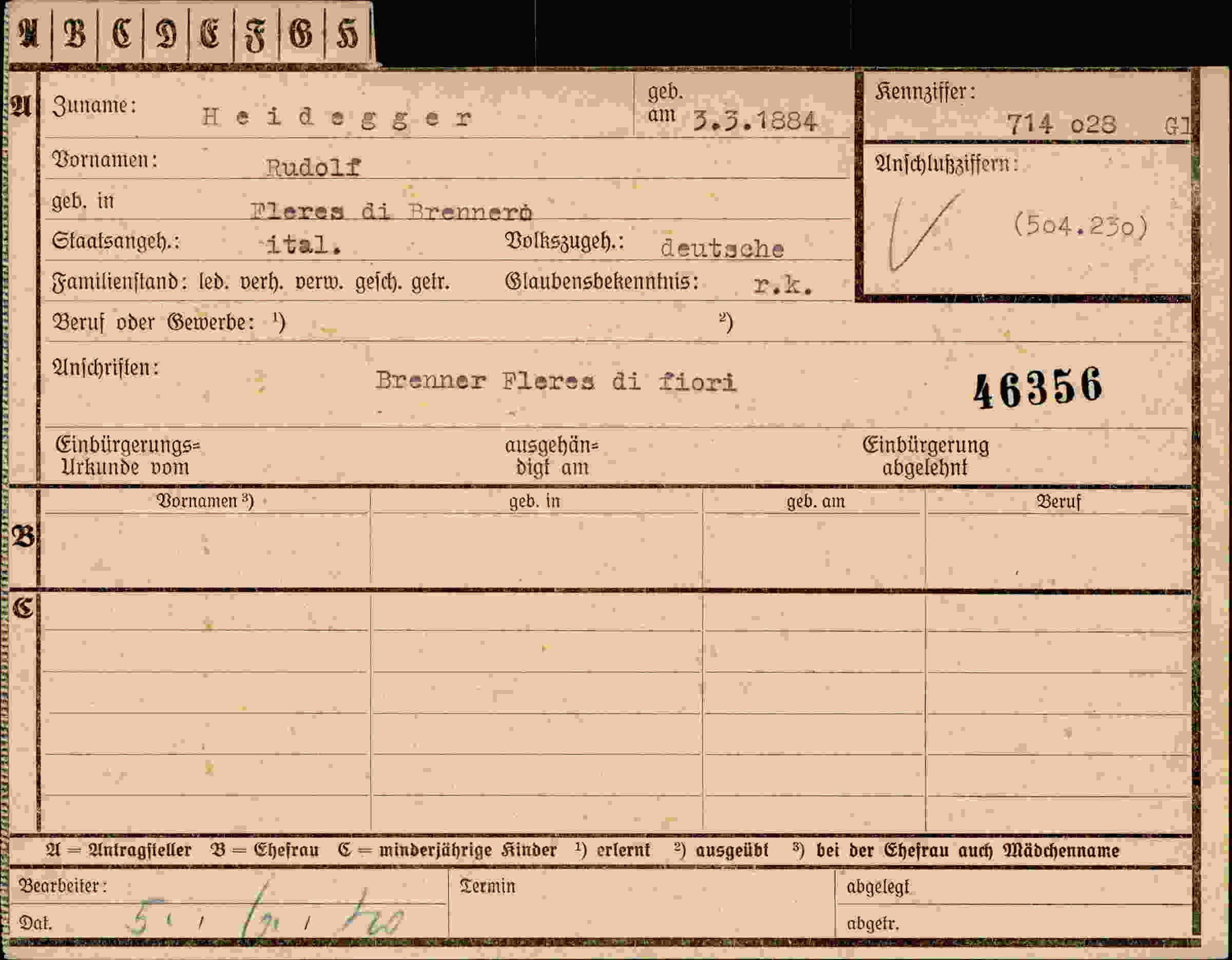 Dokument für Rudolf Heidegger