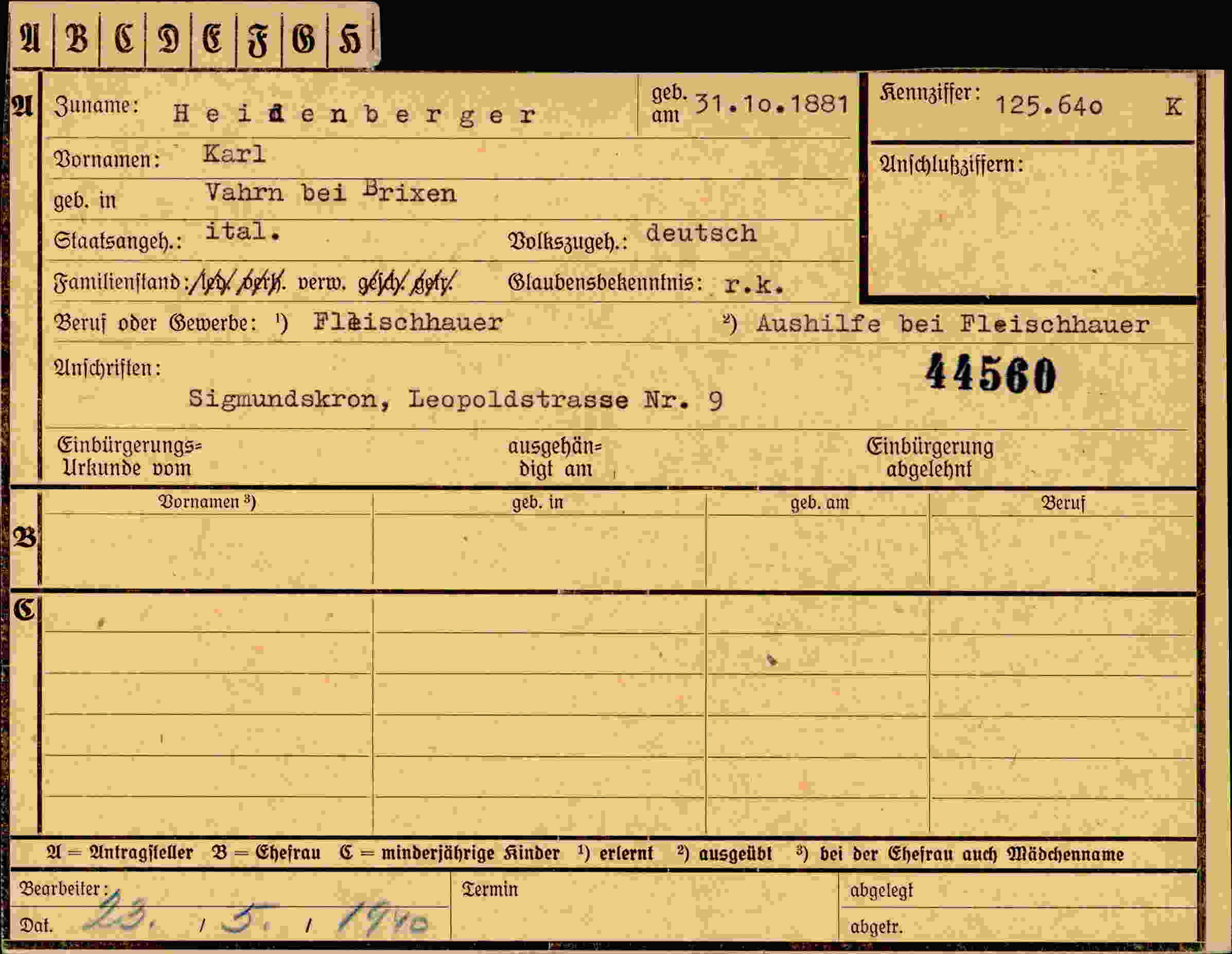 Dokument für Karl Heidenberger