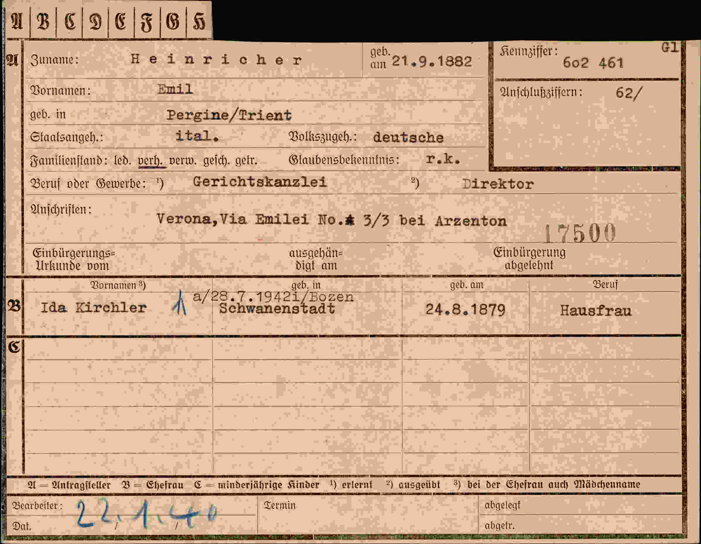 Dokument für Emil Heinricher