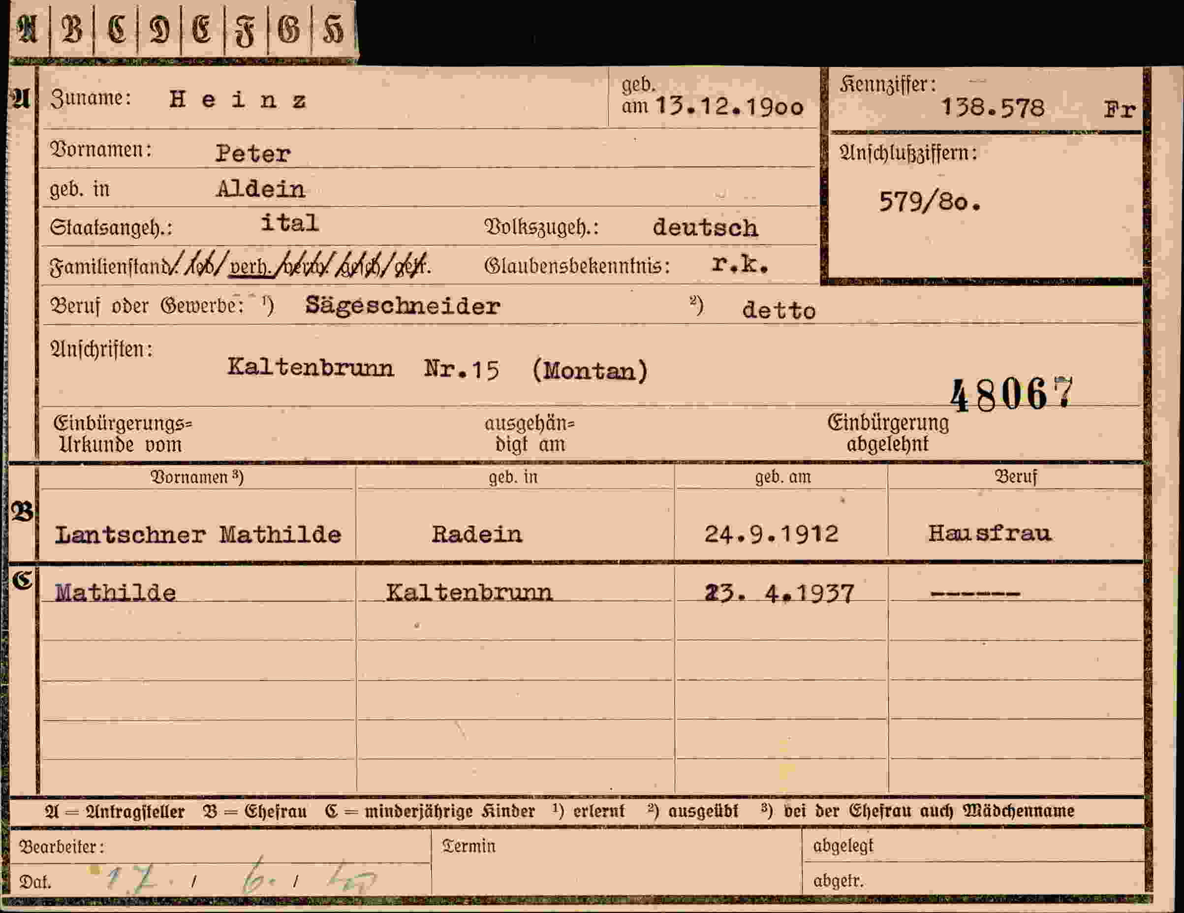 Dokument für Peter Heinz