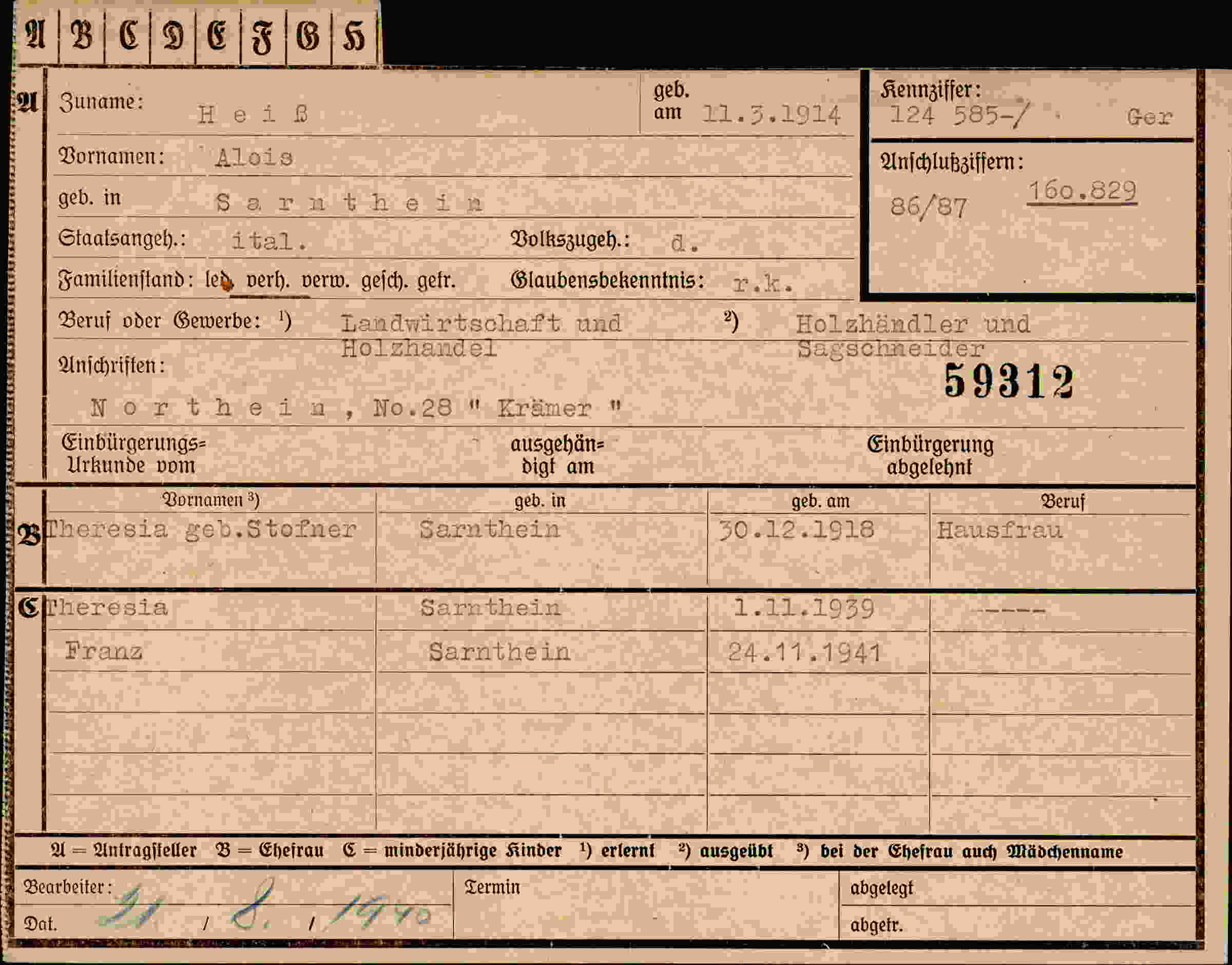 Dokument für Alois Heiß