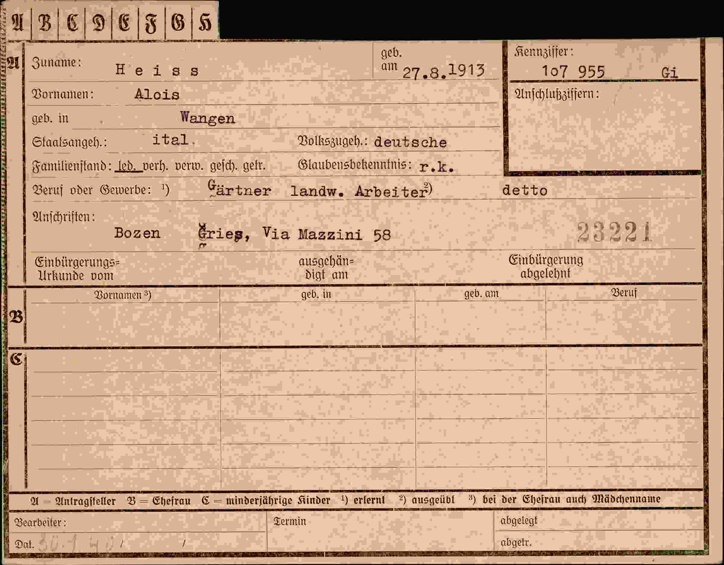 Dokument für Alois Heiss