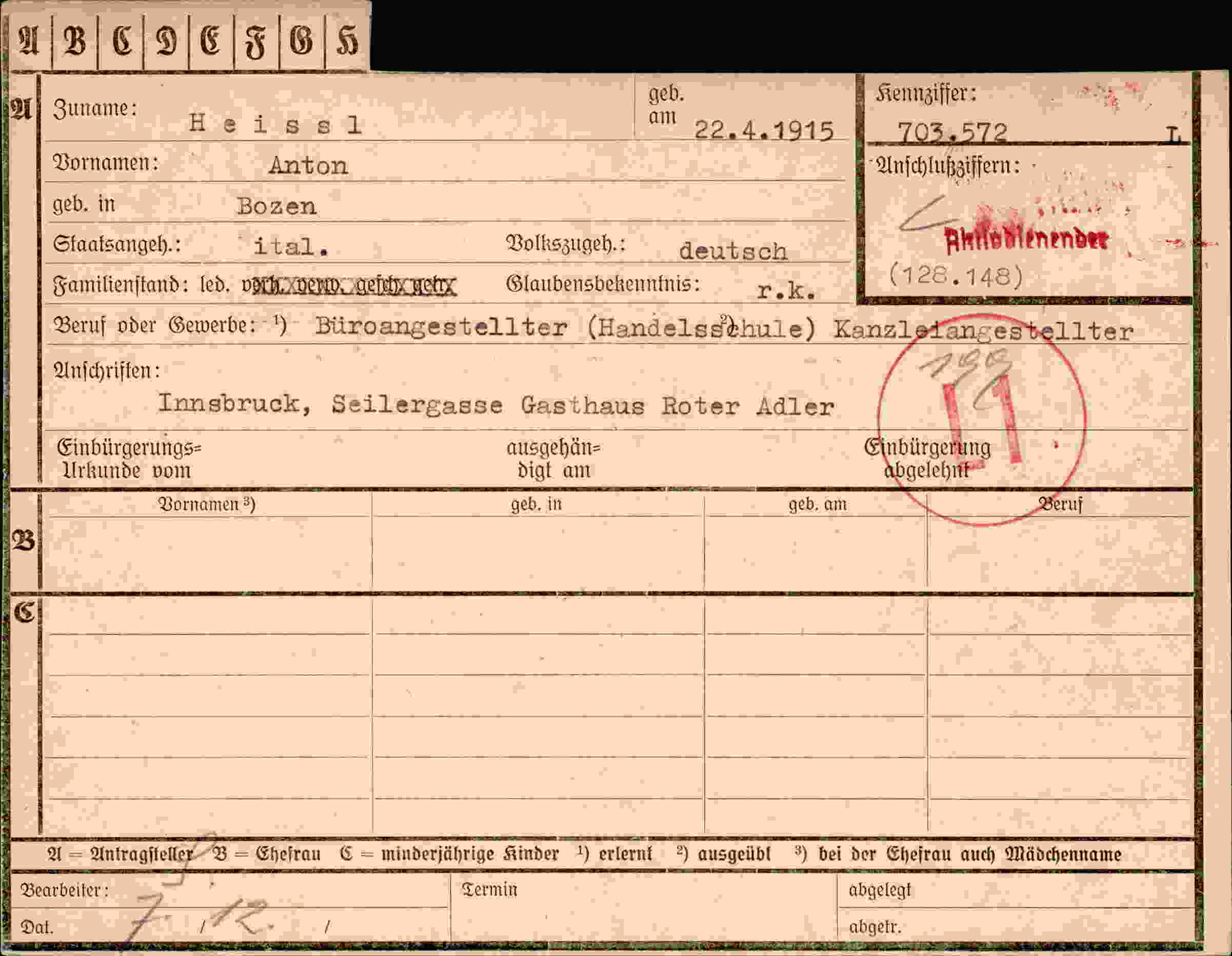 Dokument für Anton Heissl