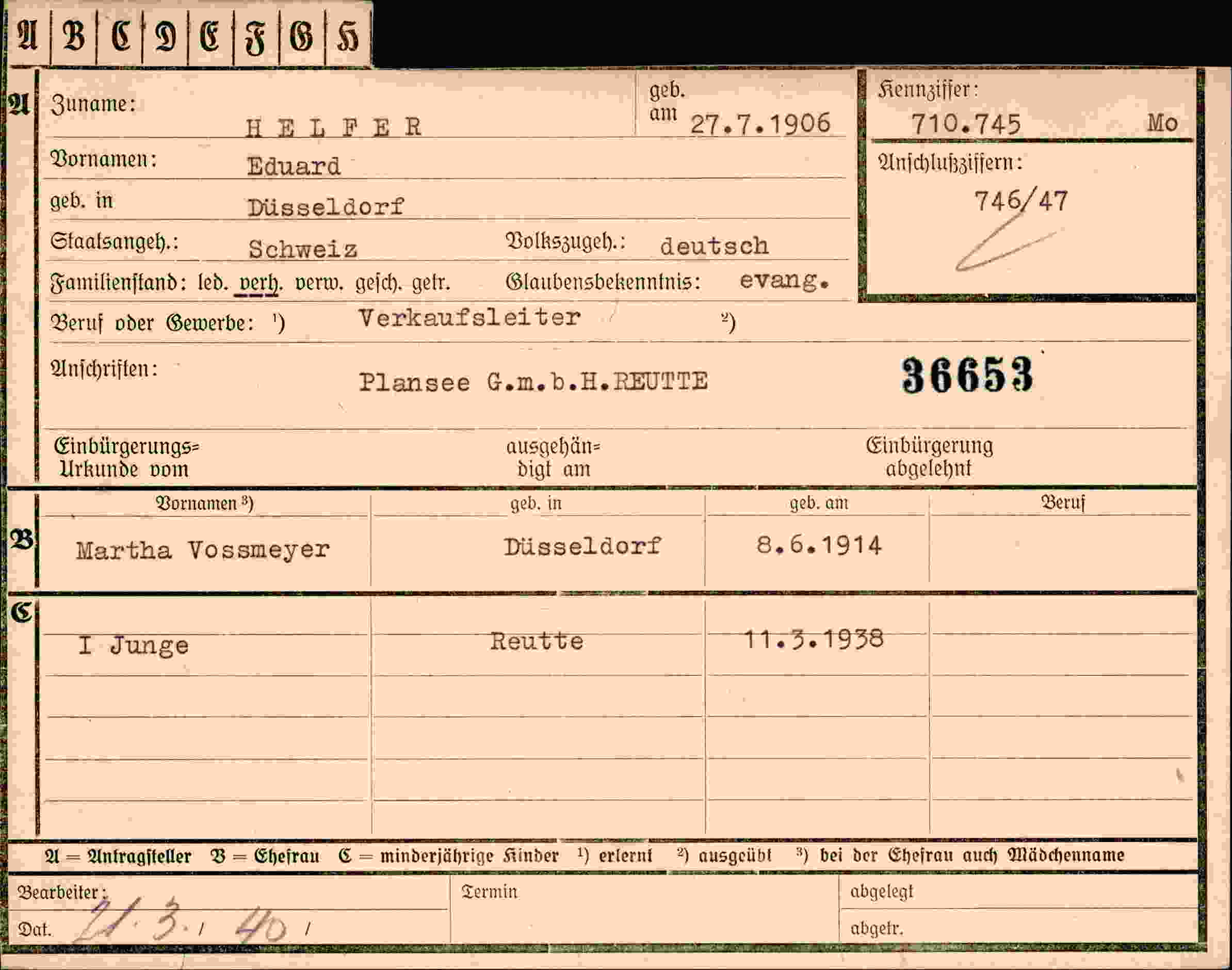 Dokument für Eduard Helfer