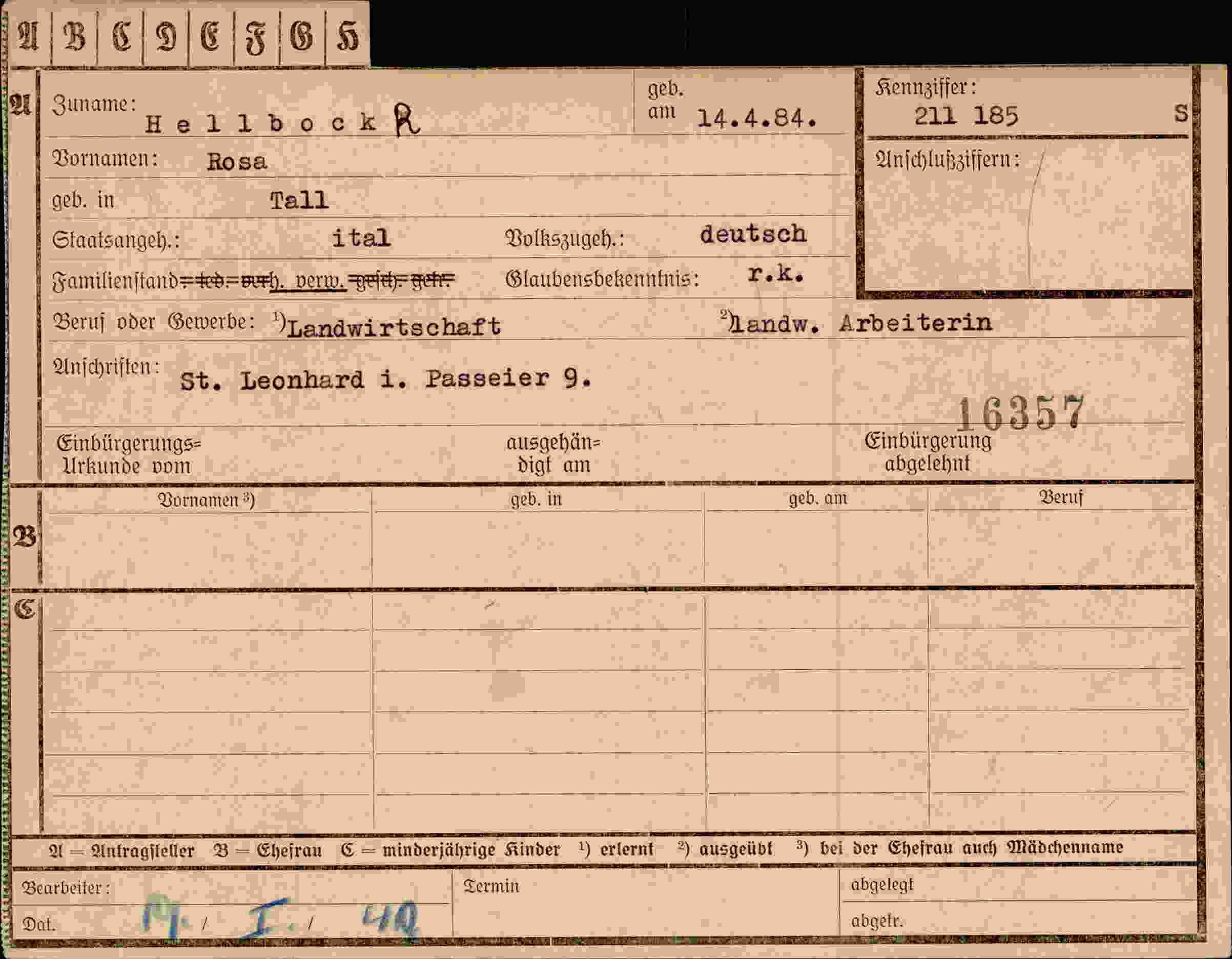 Vorderseite des Dokuments