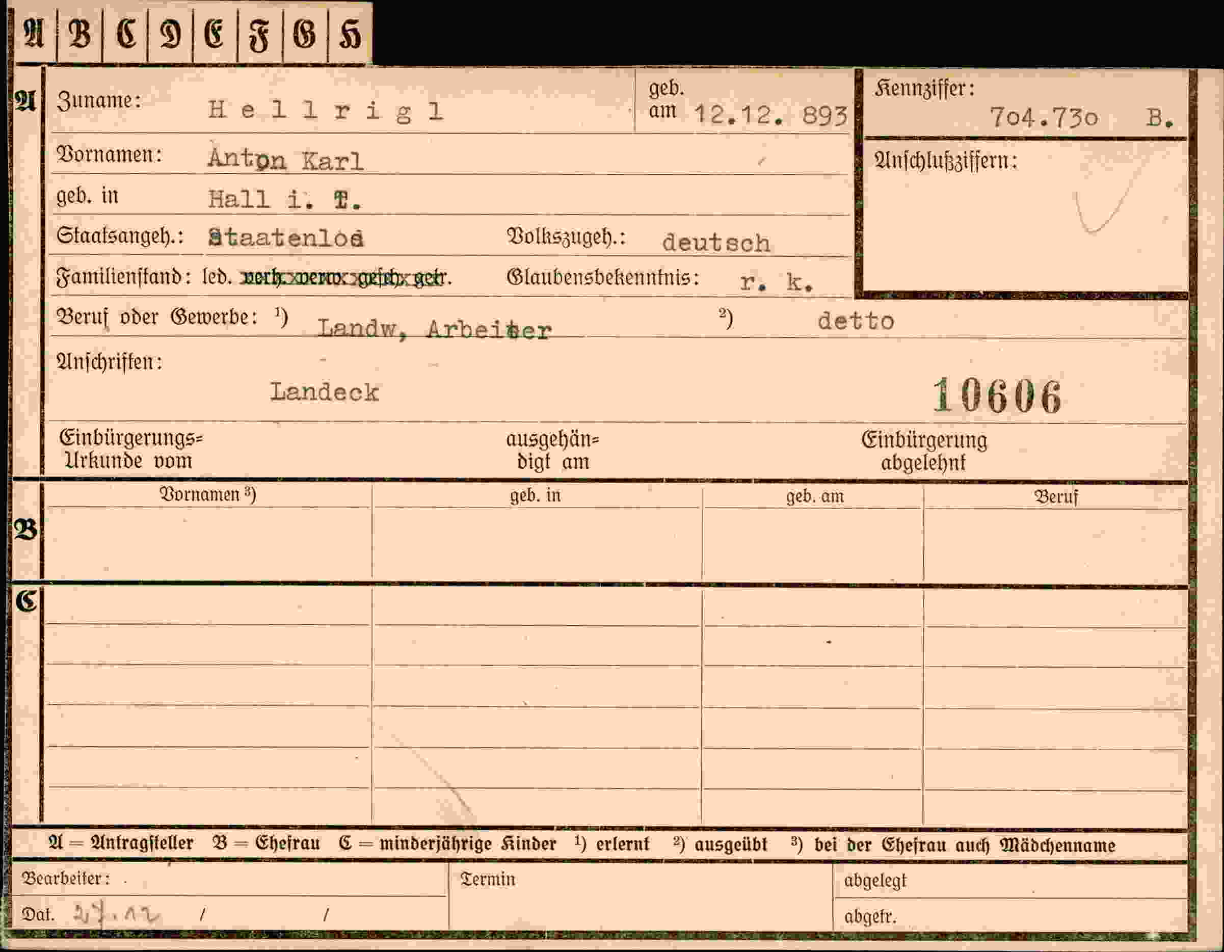 Vorderseite des Dokuments
