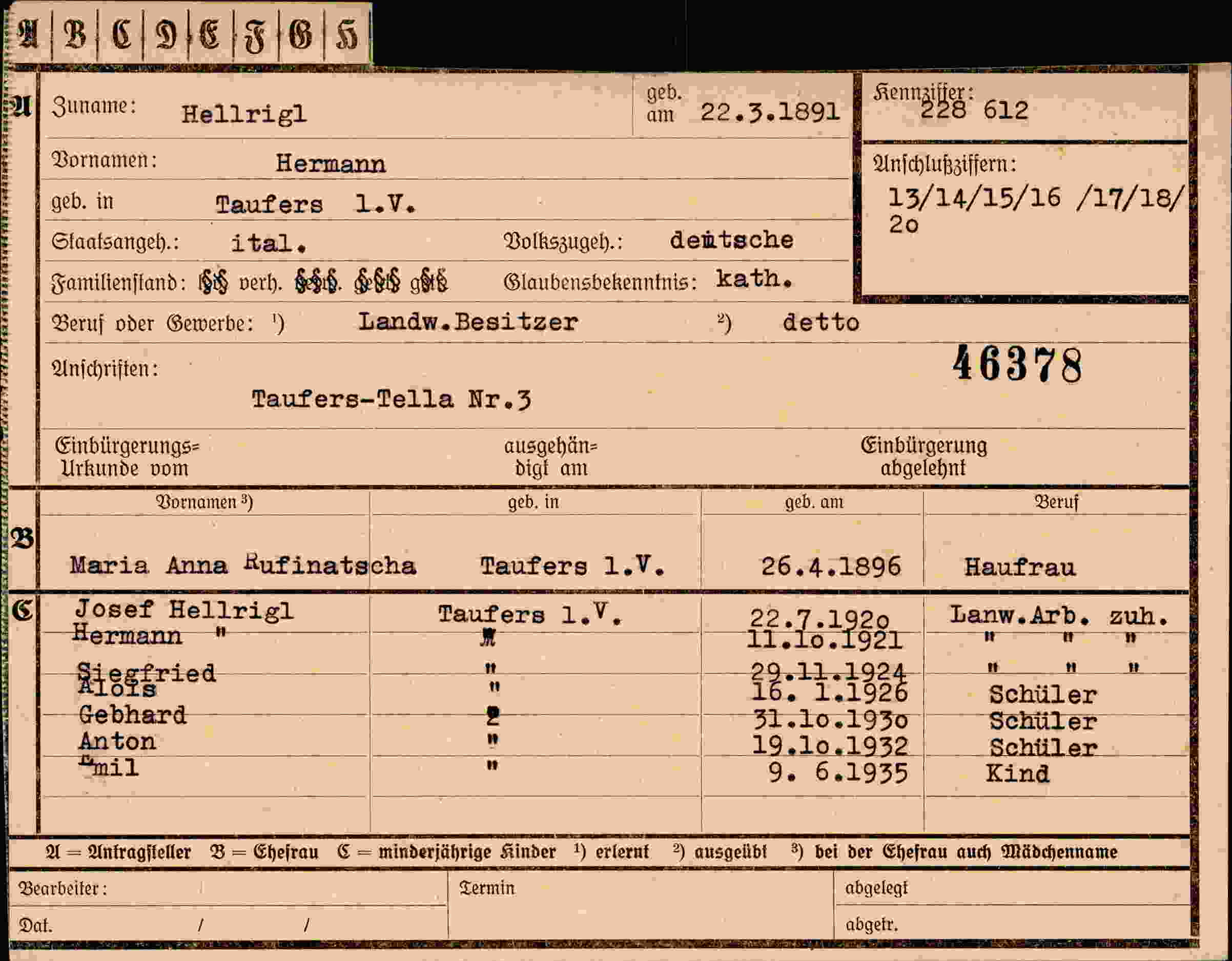 Vorderseite des Dokuments