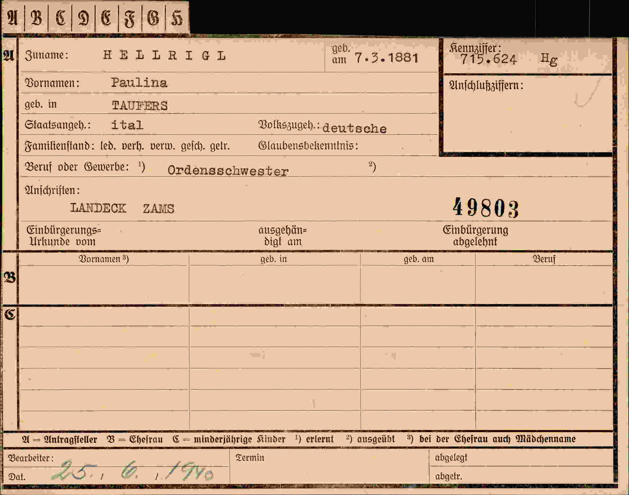 Vorderseite des Dokuments