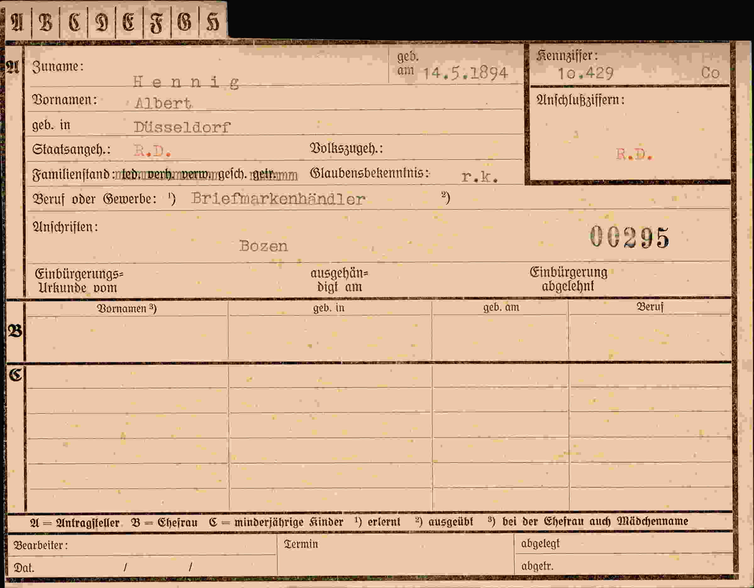 Dokument für Albert Hennig