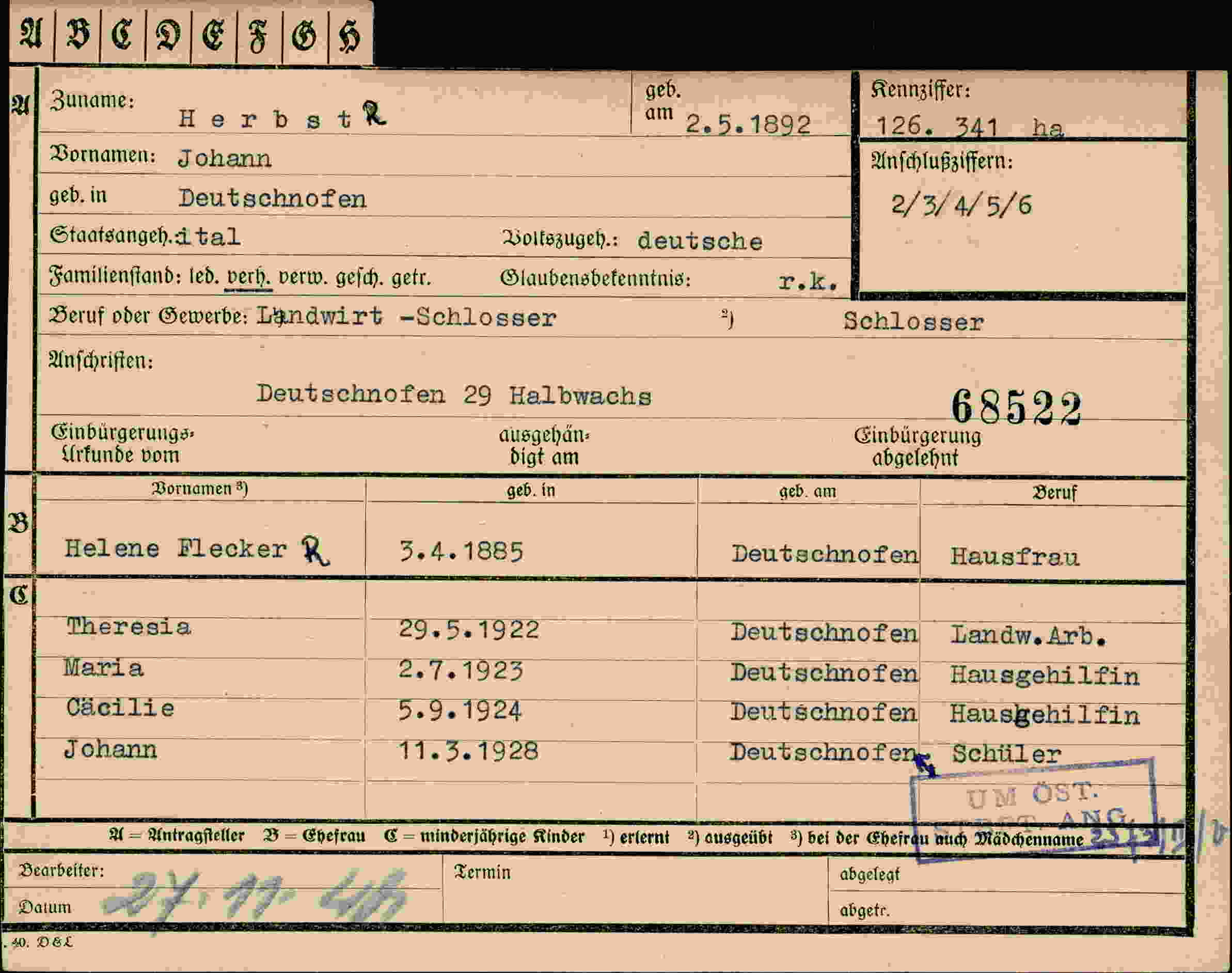 Dokument für Johann Herbst