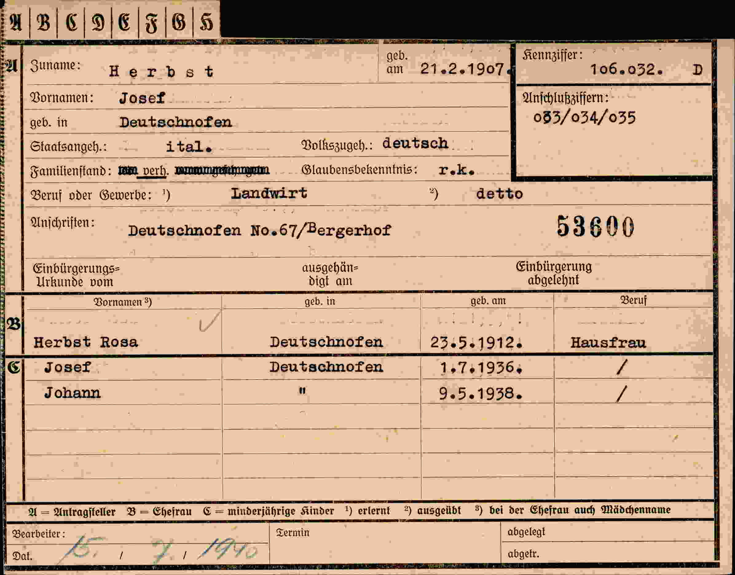 Vorderseite des Dokuments