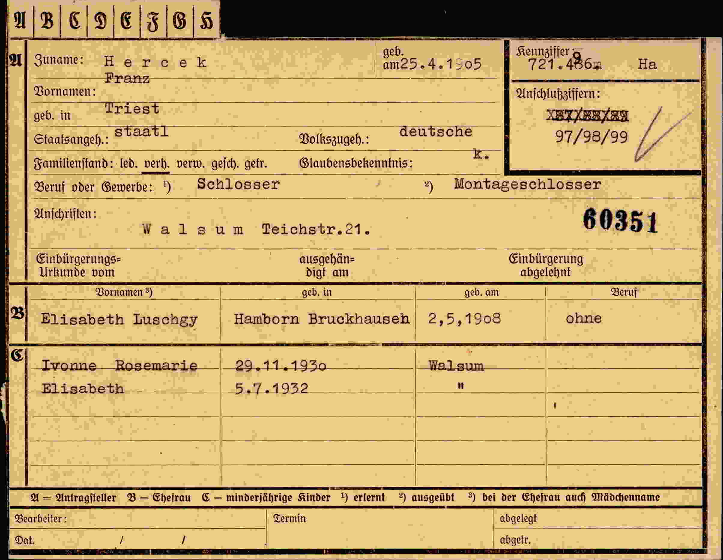 Vorderseite des Dokuments