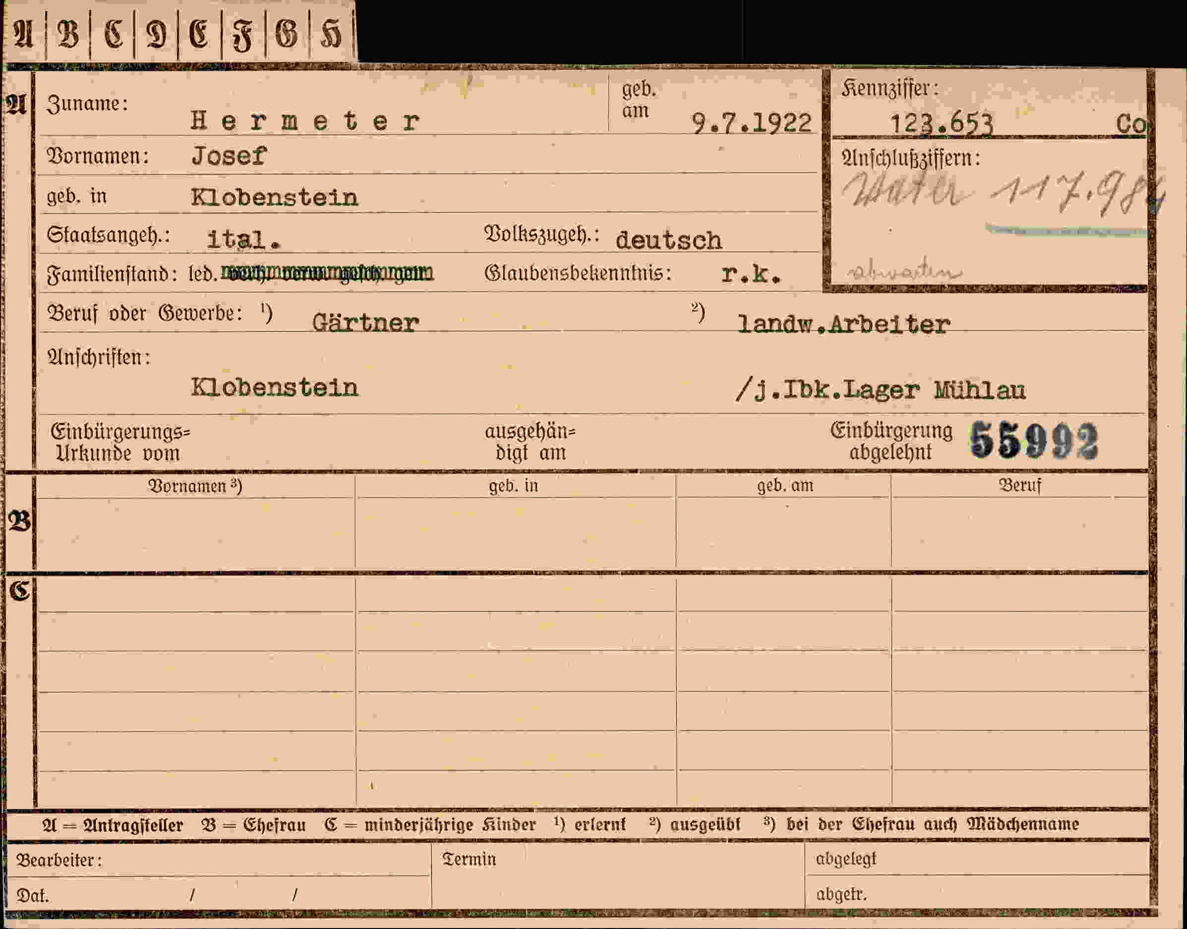 Dokument für Josef Hermeter