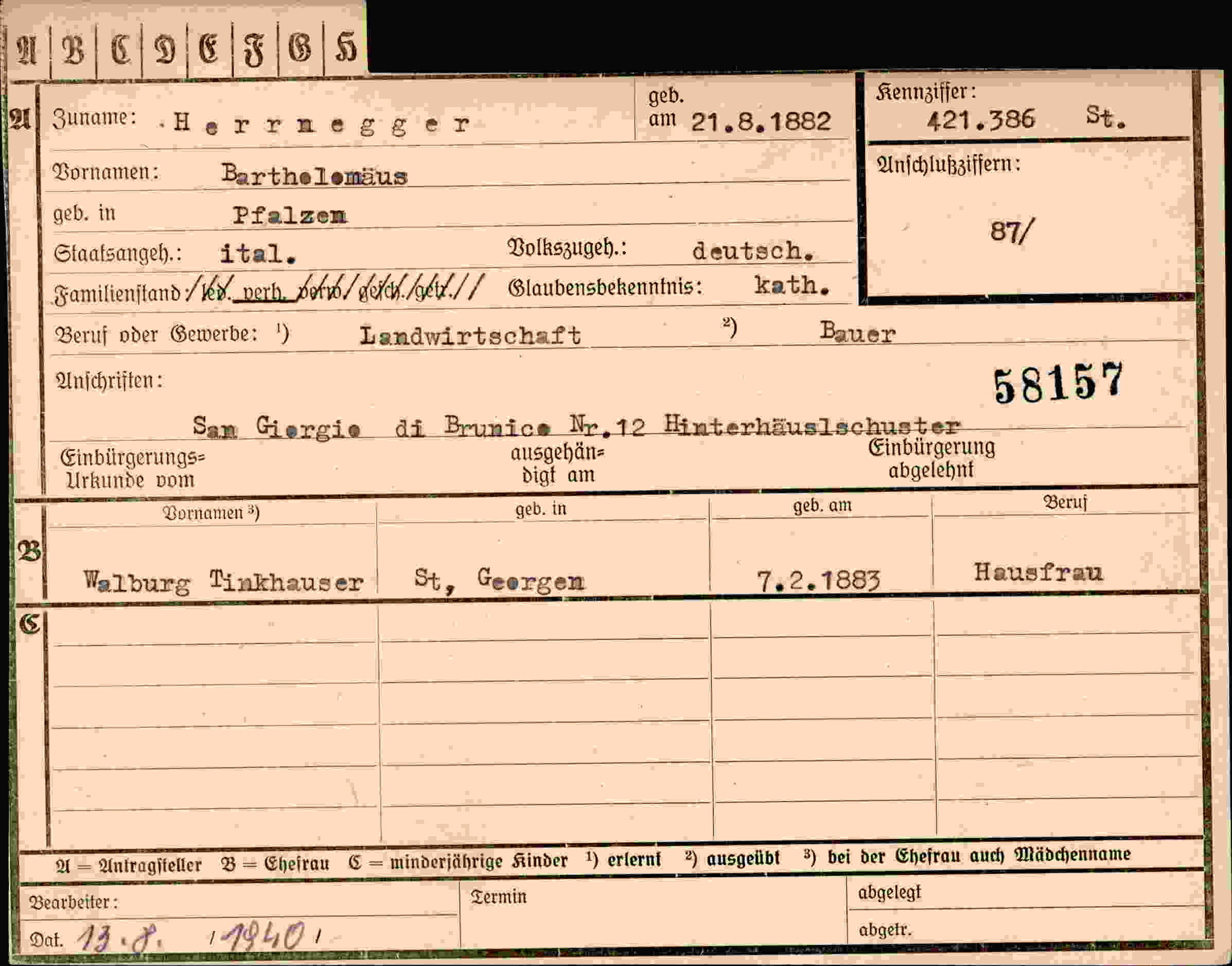 Vorderseite des Dokuments