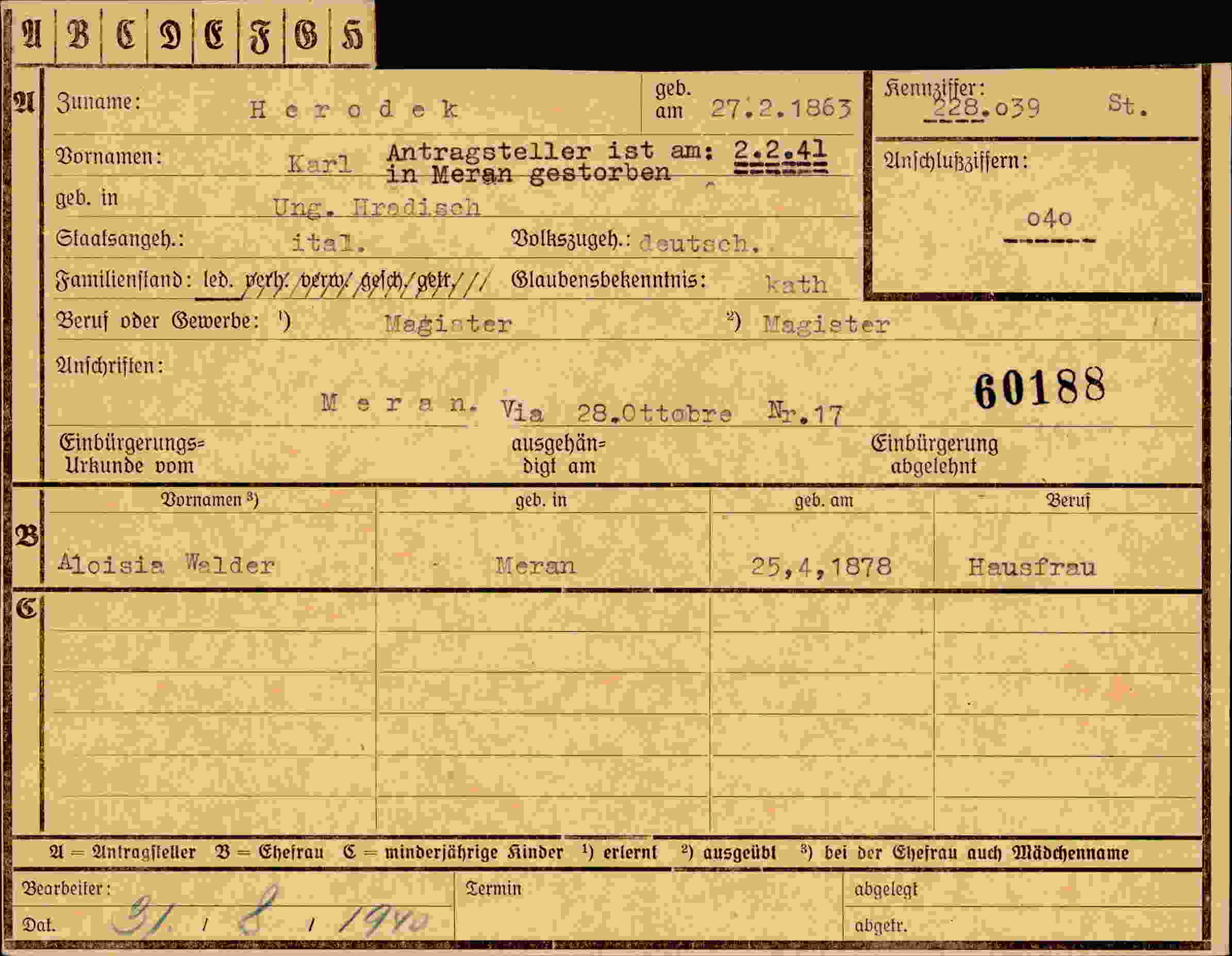 Dokument für Karl Herodek