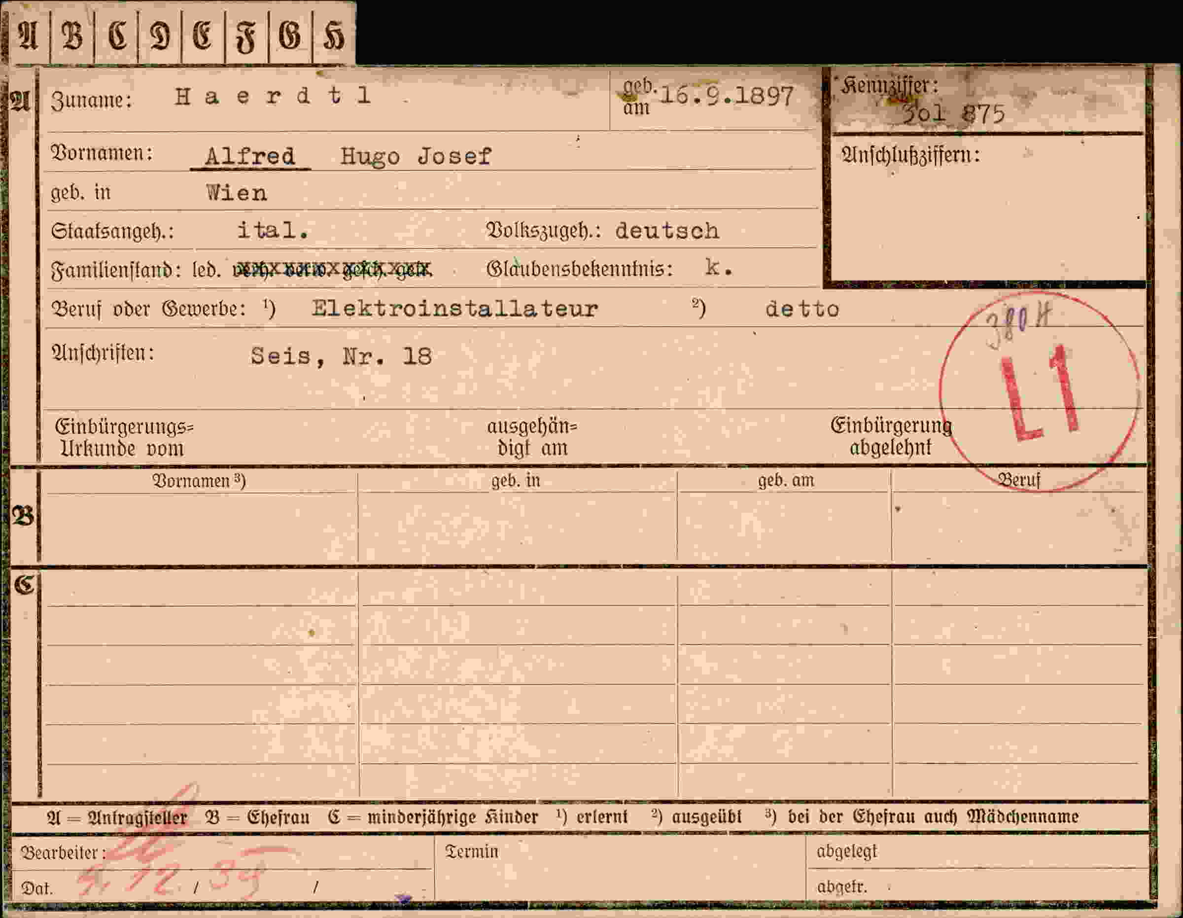 Dokument für Alfred Haerdtl