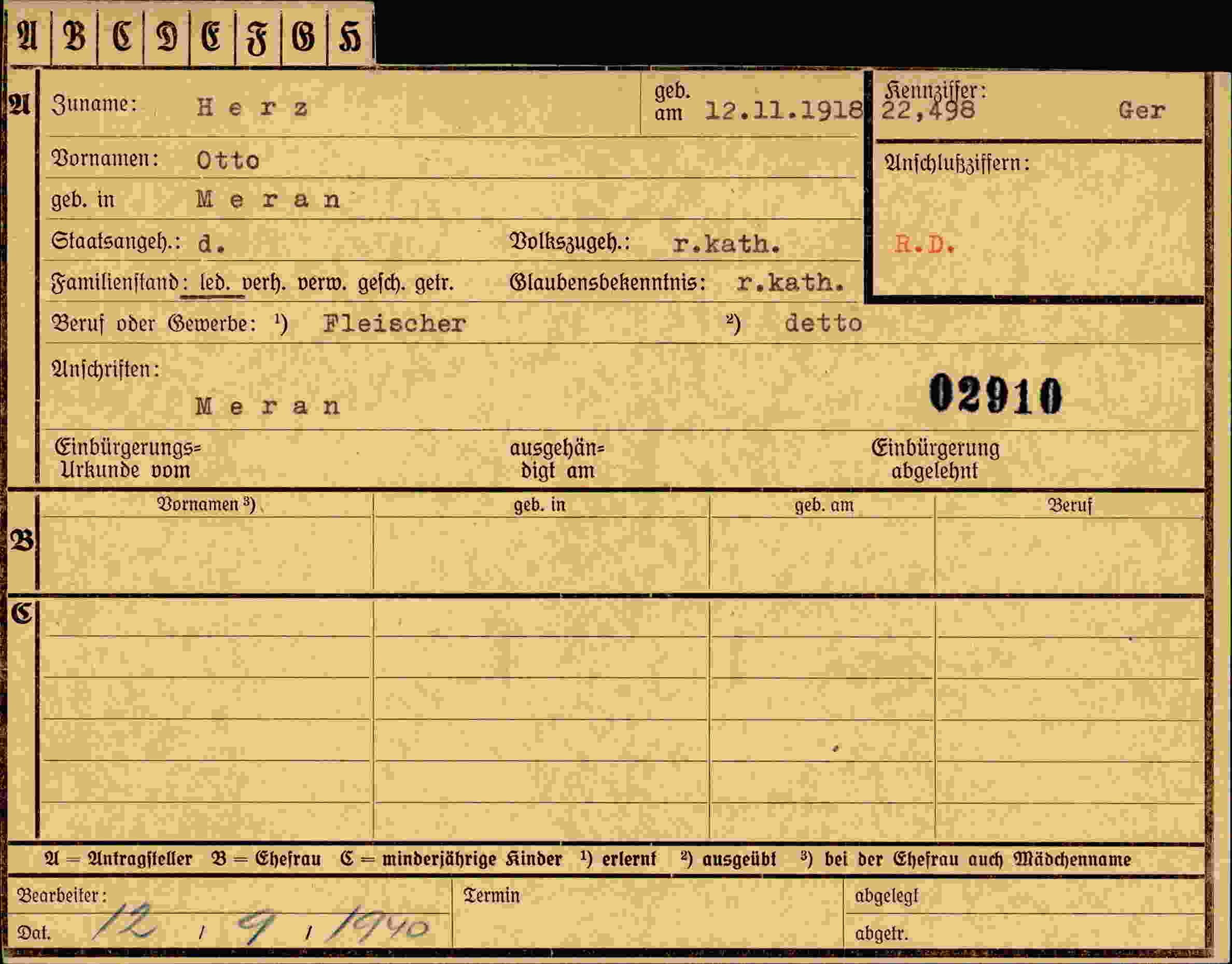 Dokument für Otto Herz