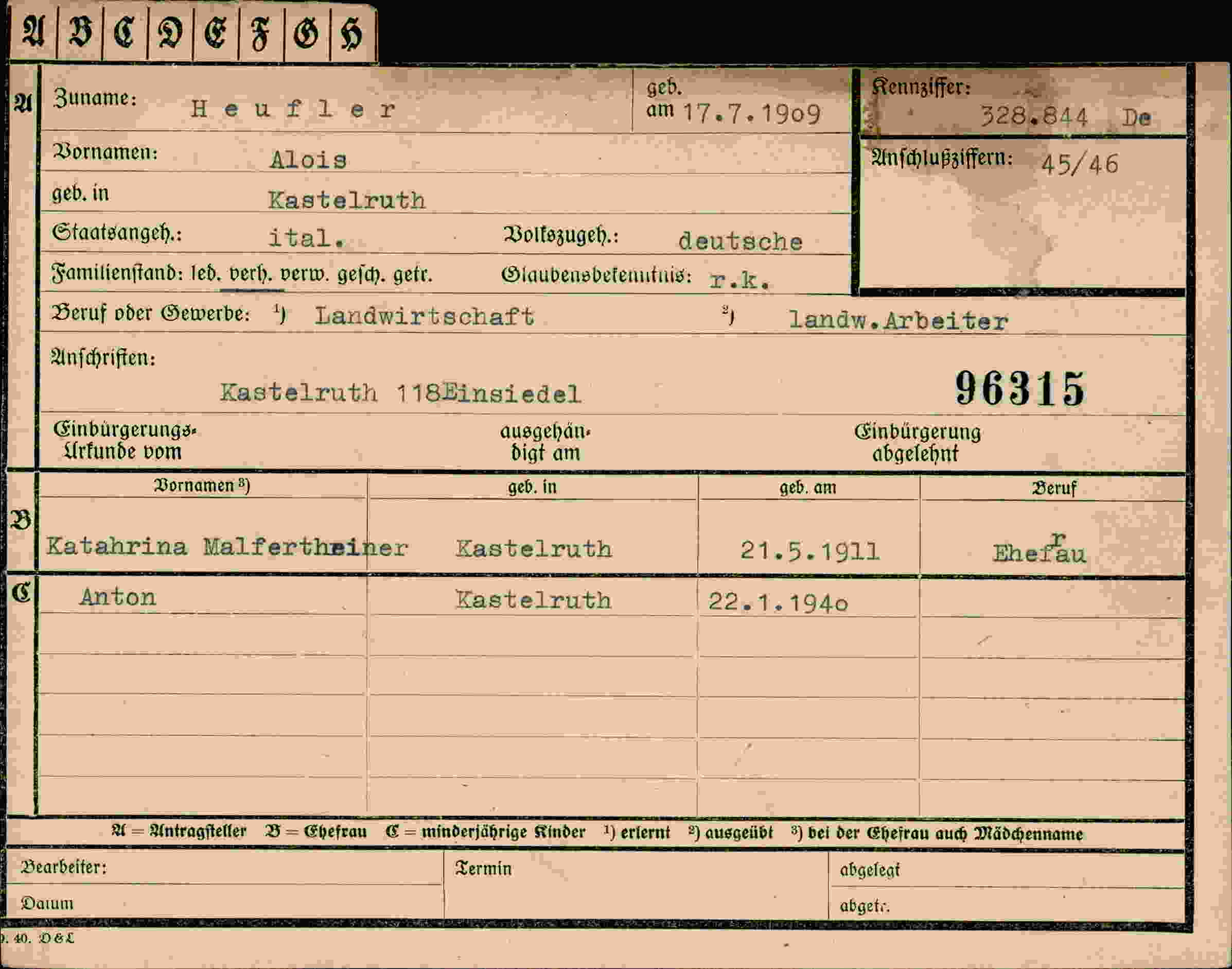 Dokument für Alois Heufler