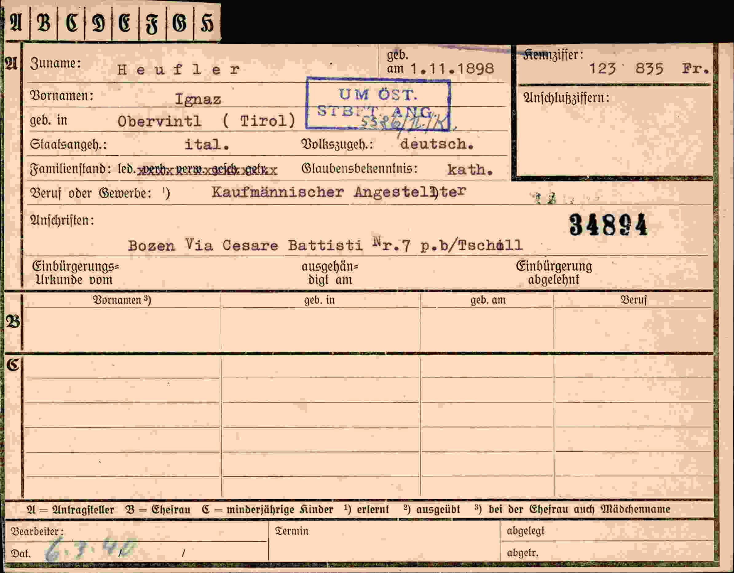 Dokument für Ignaz Heufler