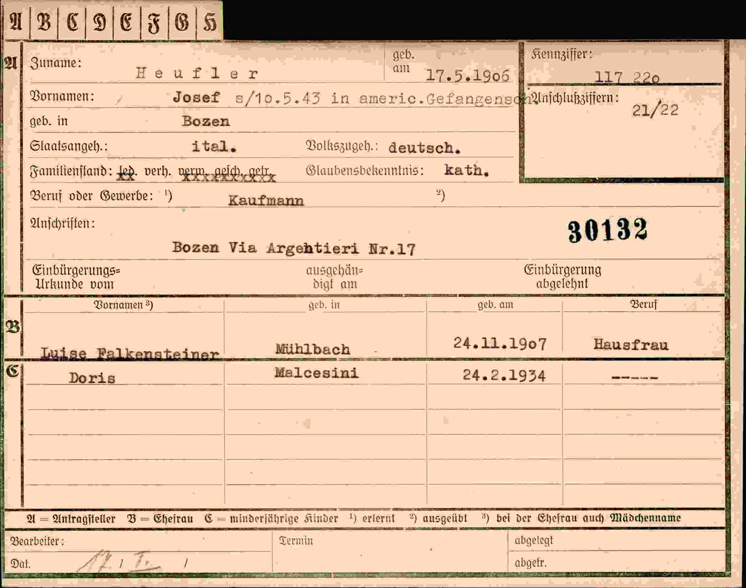 Vorderseite des Dokuments