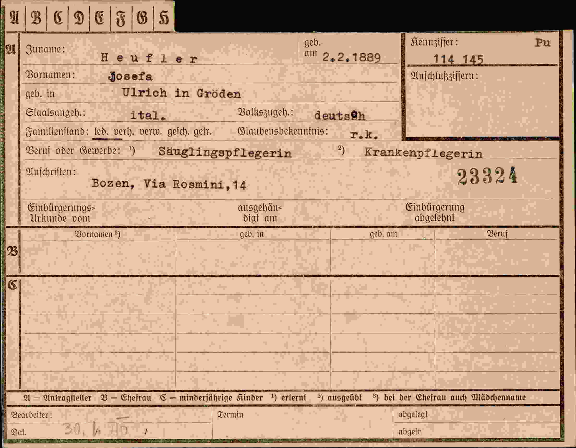 Dokument für Josefa Heufler
