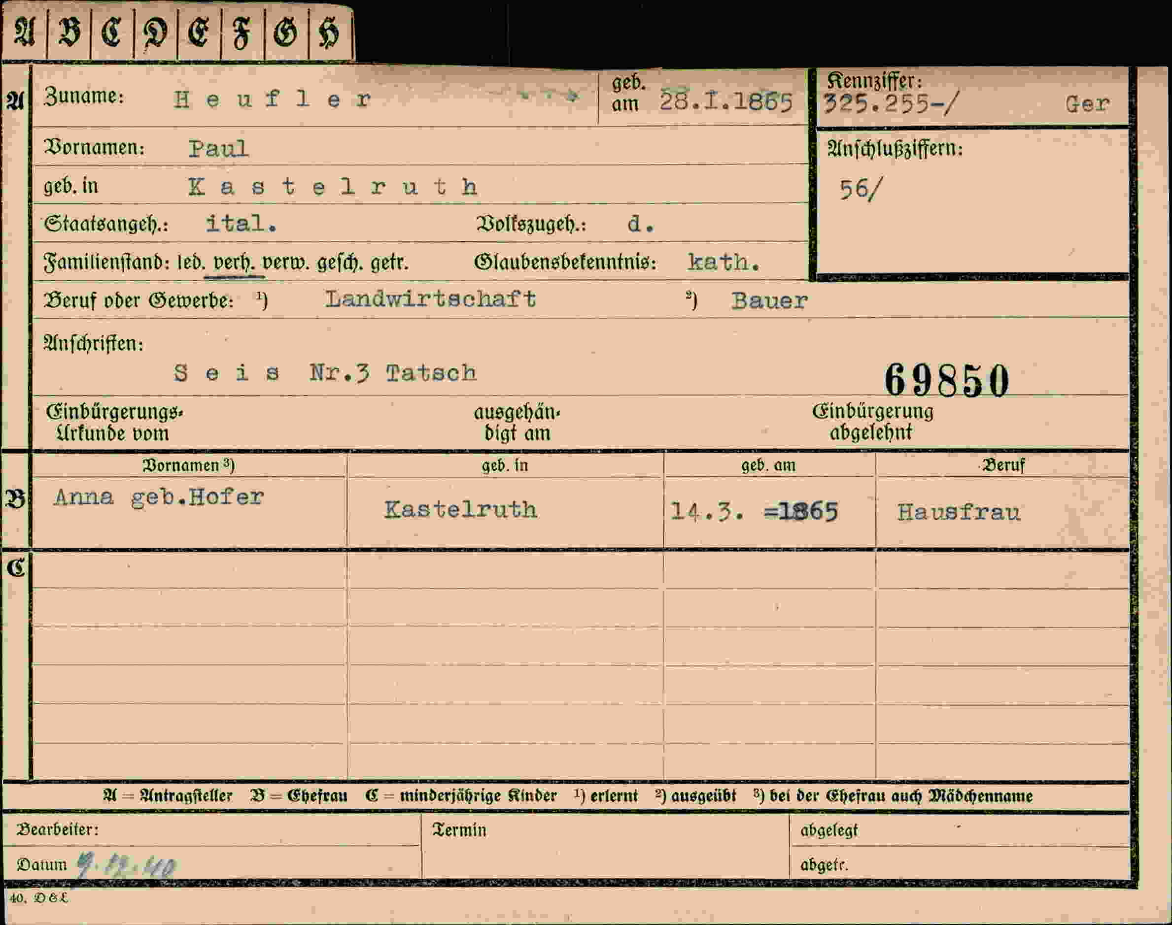 Dokument für Paul Votre
