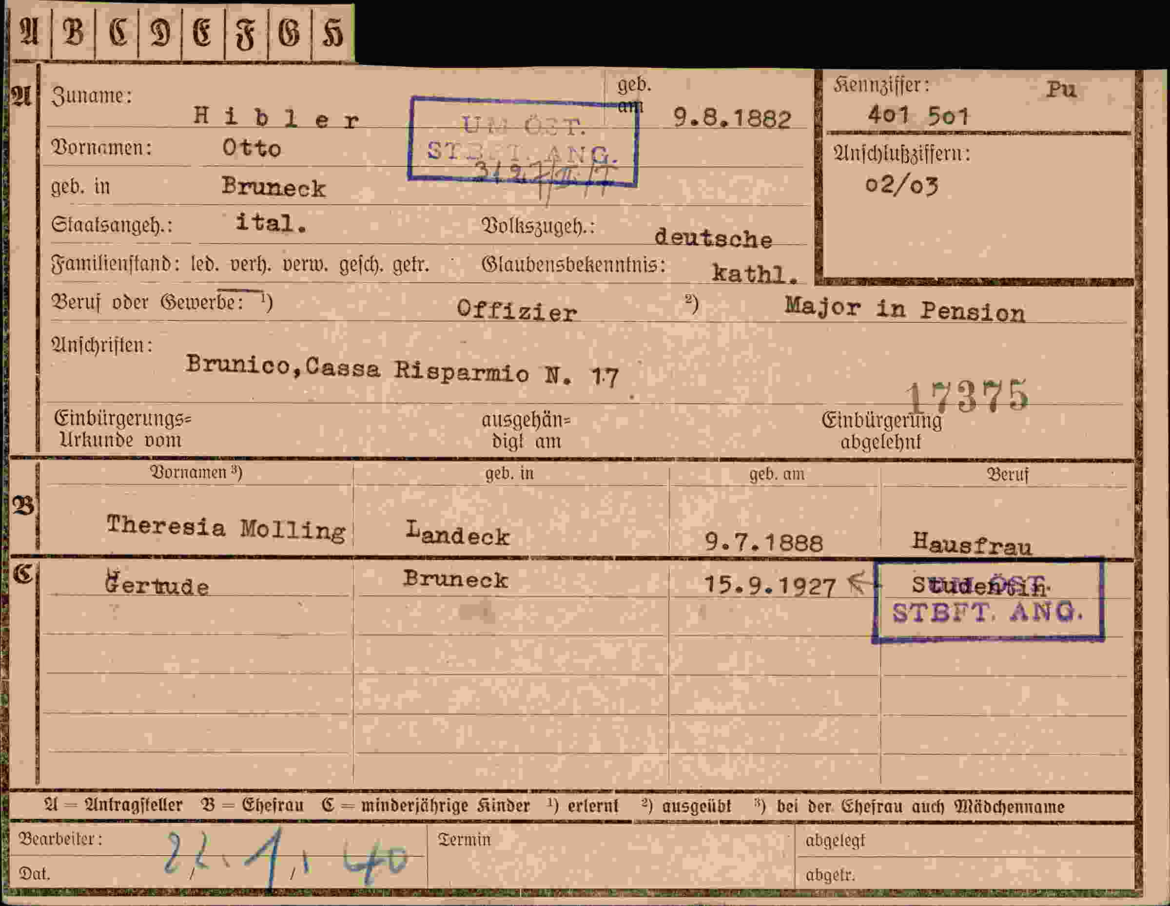 Dokument für Otto Hibler